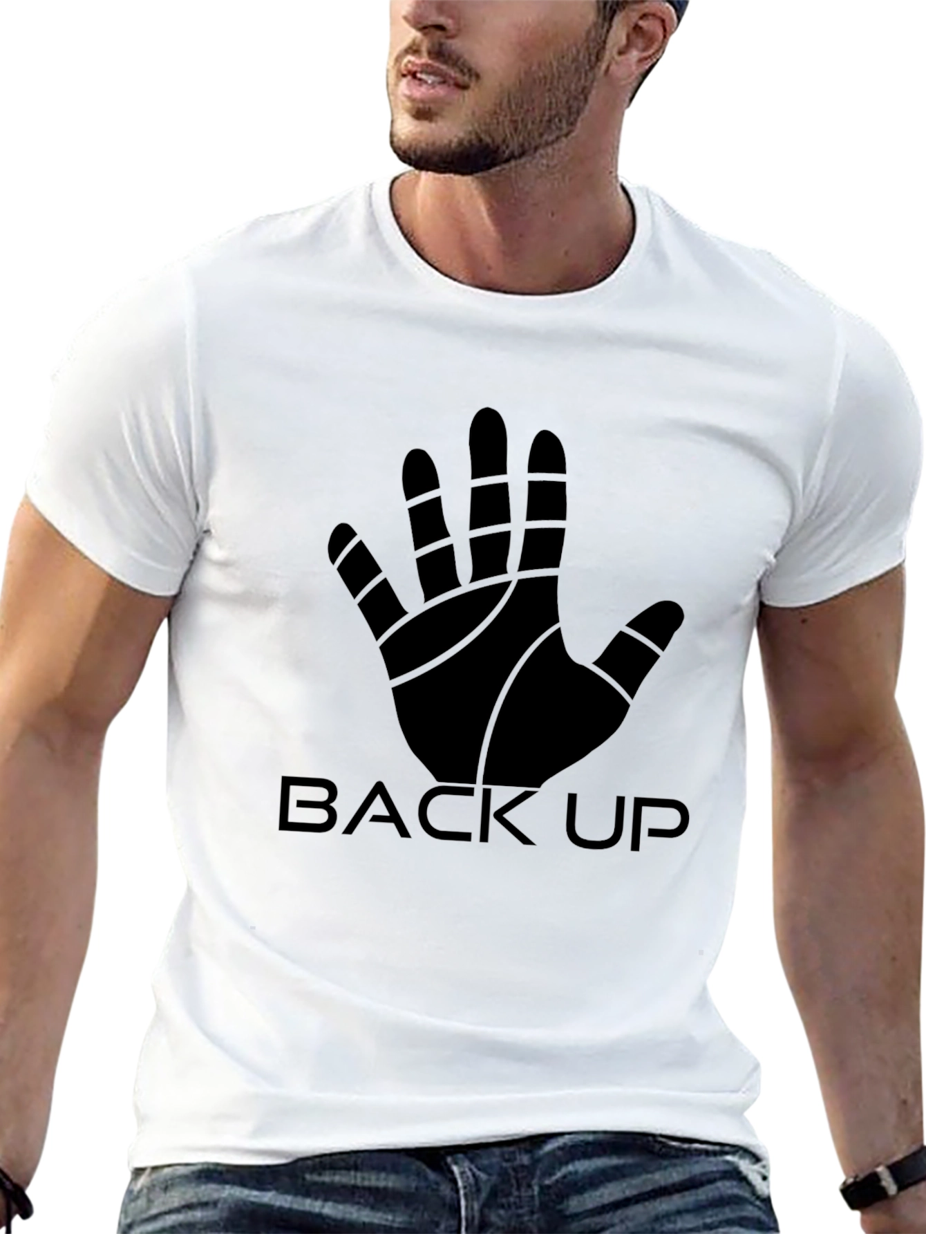 Back Up Hand Graphic Black T-Shirt
