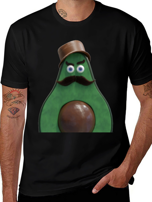 Avocado Gentleman Graphic Tee - Quirky Black T-Shirt
