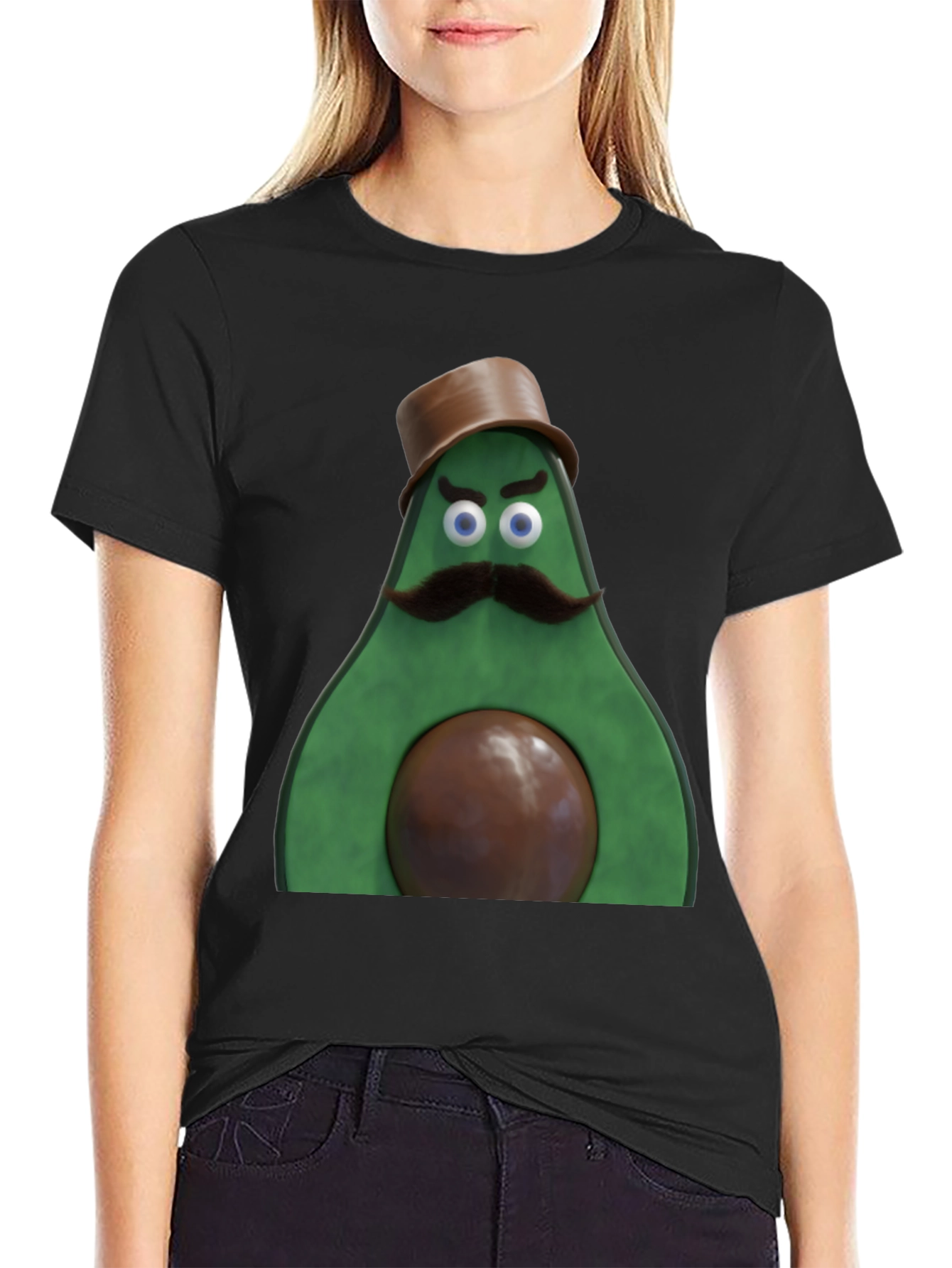 Avocado Gentleman Graphic Tee - Quirky Black T-Shirt