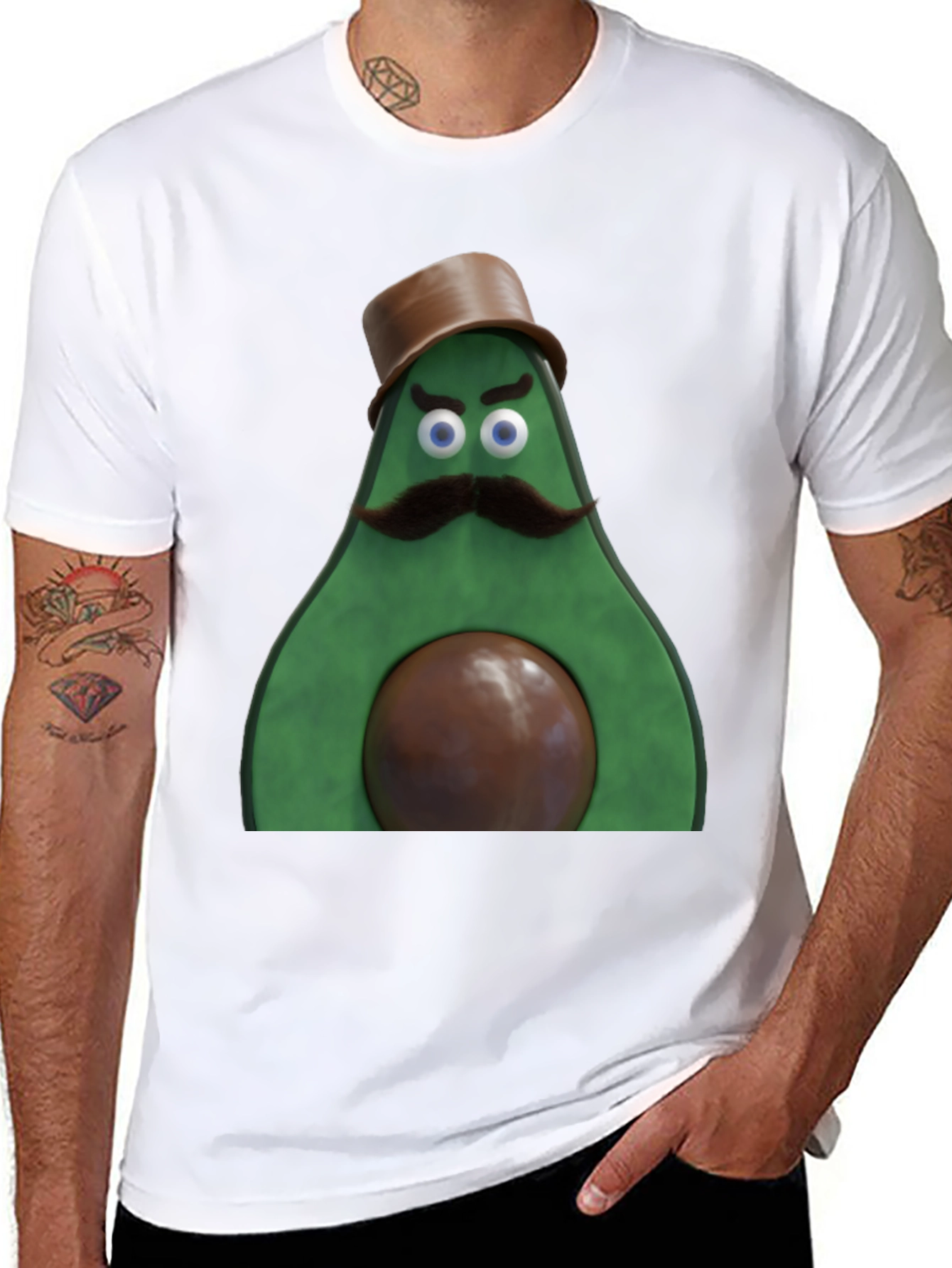 Avocado Gentleman Graphic Tee - Quirky Black T-Shirt