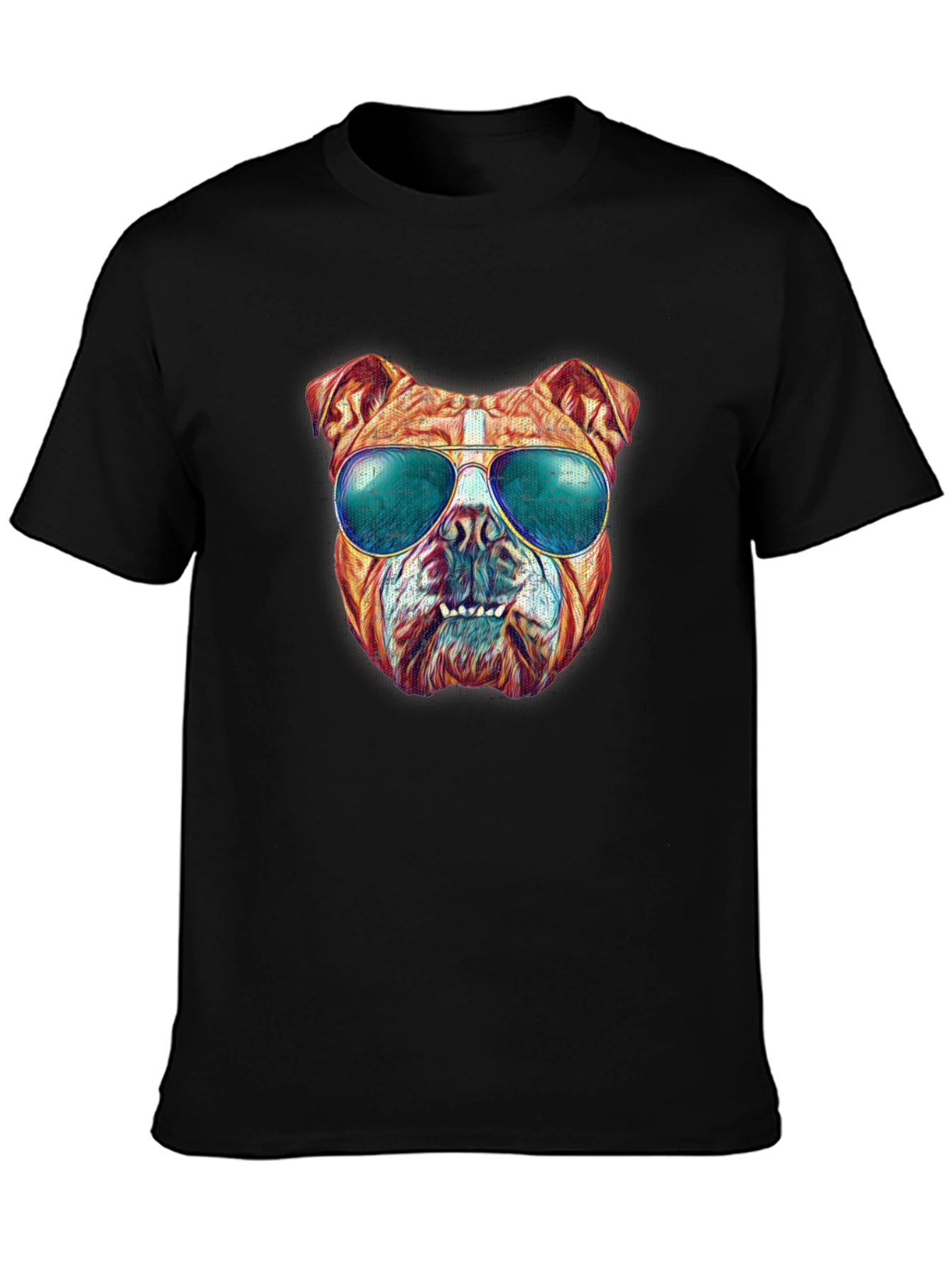 Cool Bulldog Graphic Tee - Black Cotton Shirt