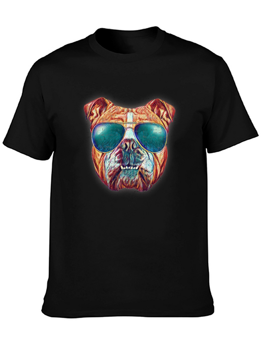Cool Bulldog Graphic Tee - Black Cotton Shirt