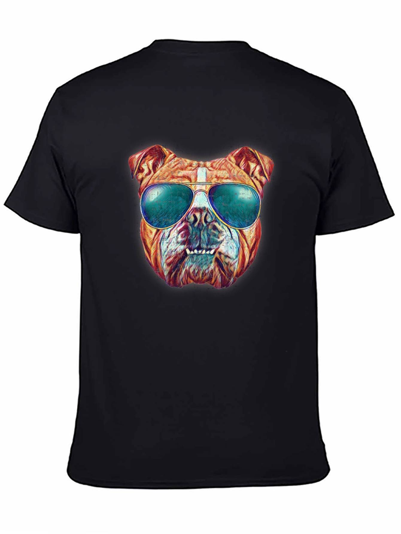 Cool Bulldog Graphic Tee - Black Cotton Shirt