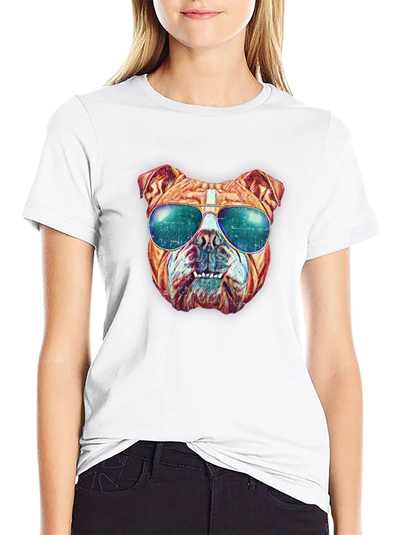 Cool Bulldog Graphic Tee - Black Cotton Shirt