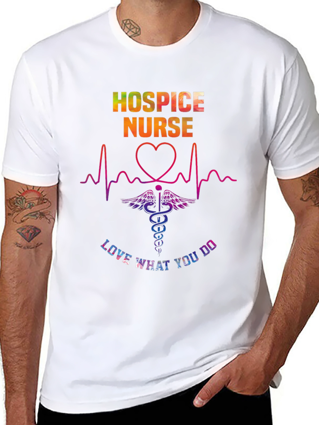 Hospice Nurse Rainbow Graphic Tee