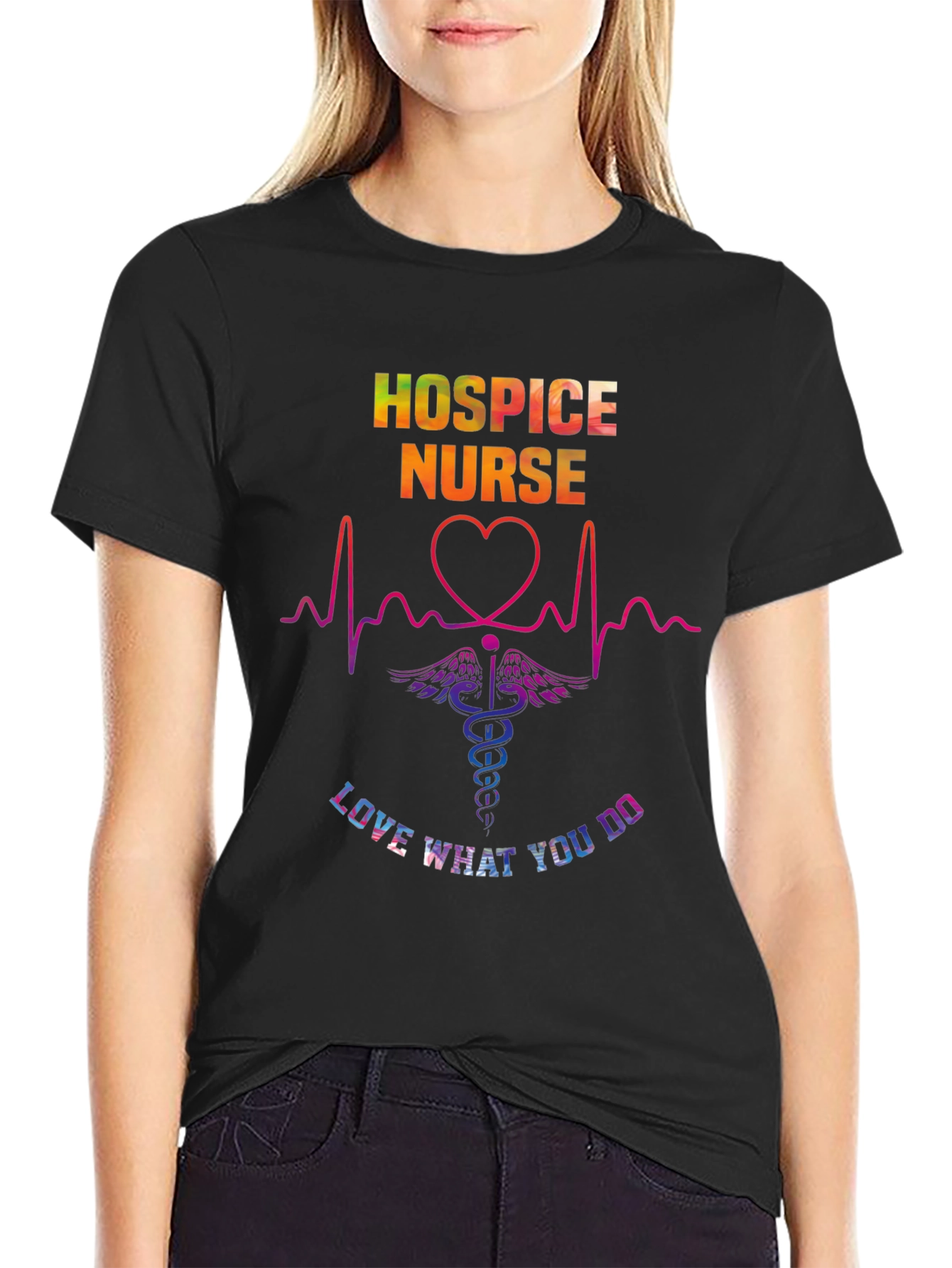 Hospice Nurse Rainbow Graphic Tee