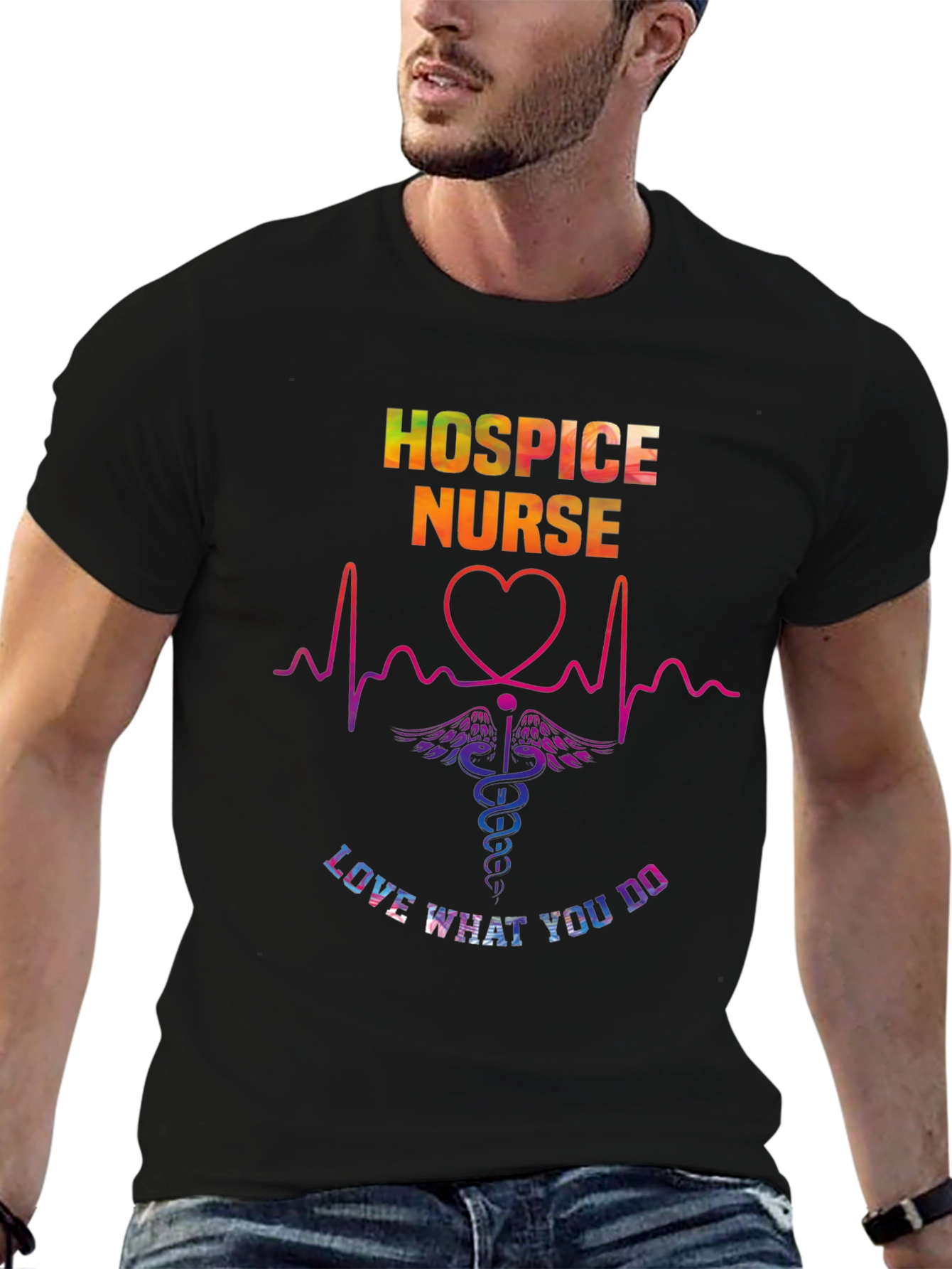 Hospice Nurse Rainbow Graphic Tee