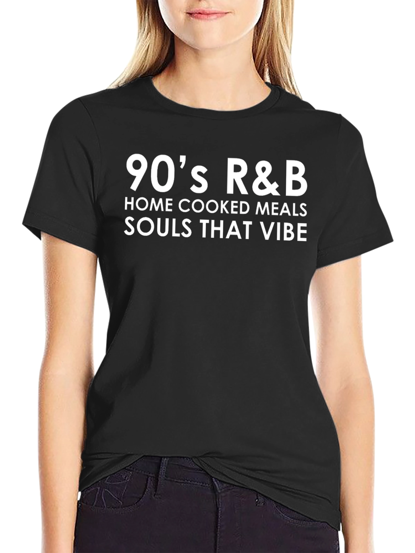 90s R&B Home Cooked Meals Black Graphic T-Shirt