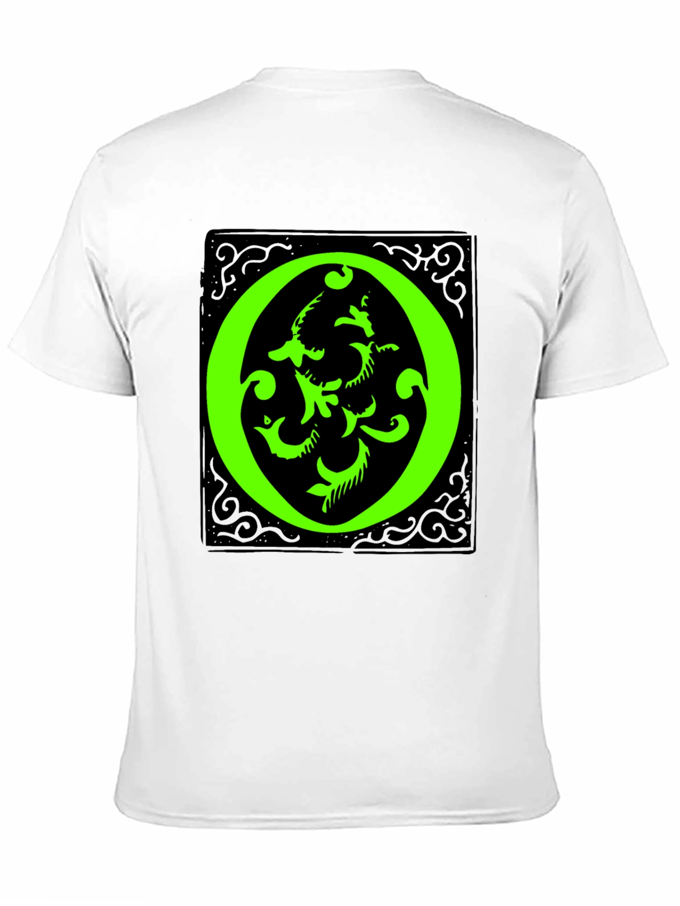 Abstract Green O Graphic Black T-Shirt
