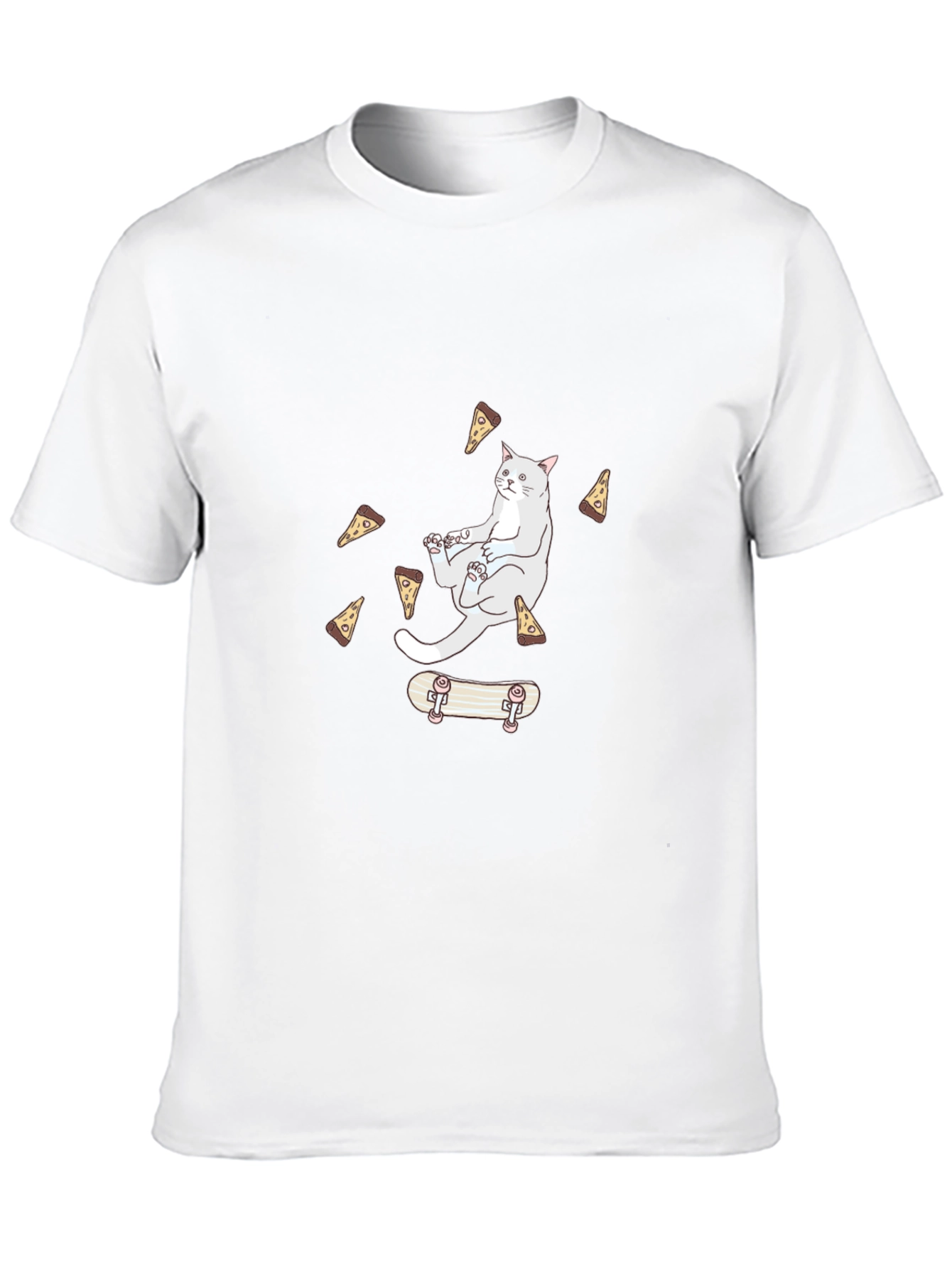 Cat Pizza Skateboard T-Shirt - Cool Graphic Tee