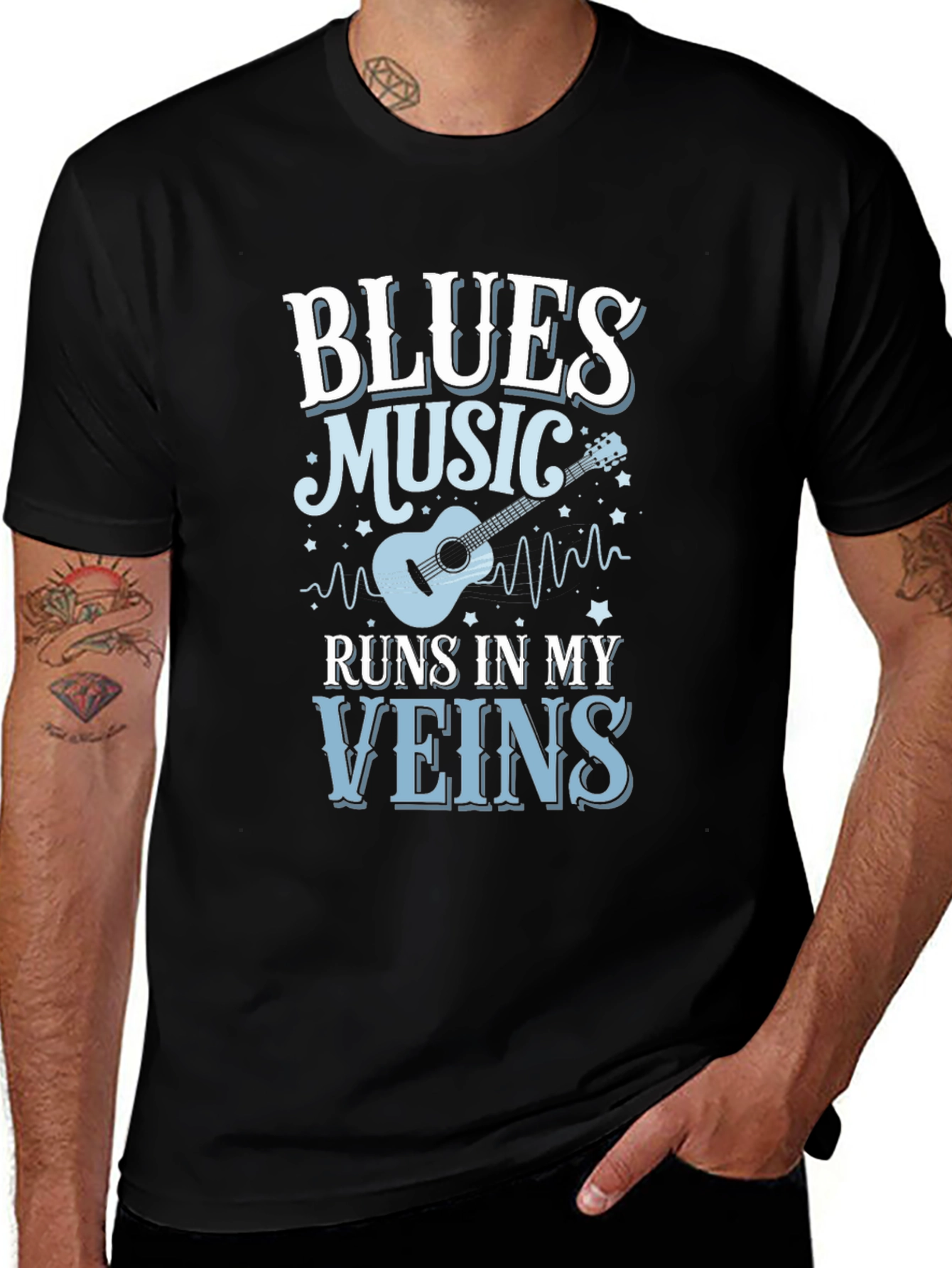 Blues Music Runs In My Veins T-Shirt