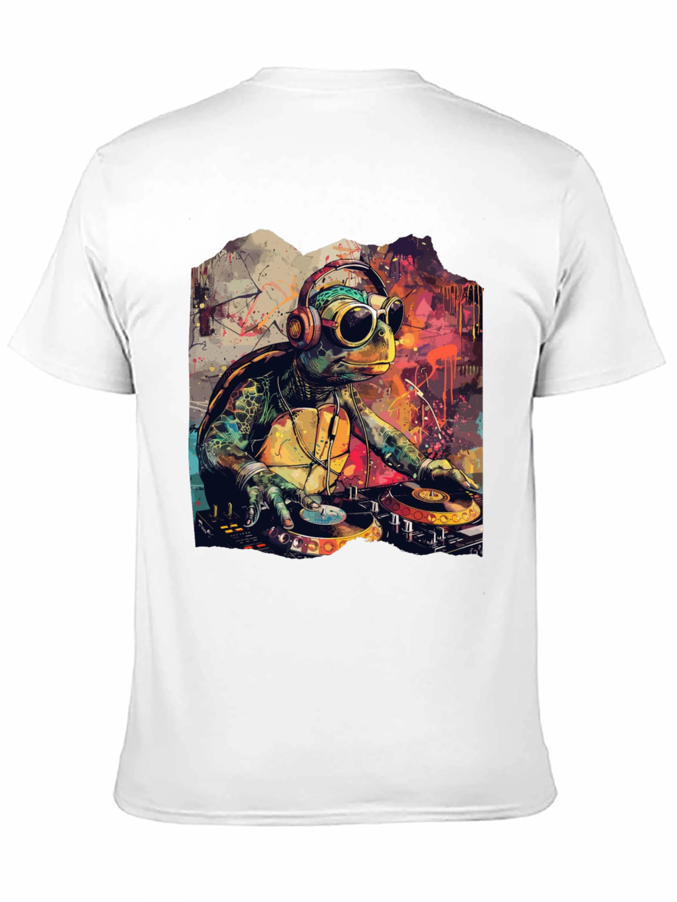 DJ Turtle Graphic Tee - Cool Cartoon Design