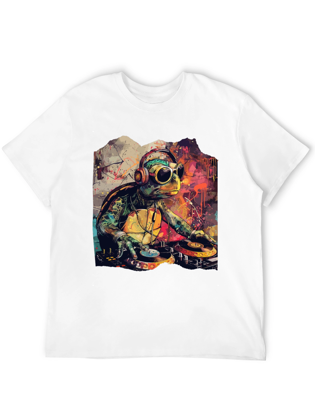 DJ Turtle Graphic Tee - Cool Cartoon Design