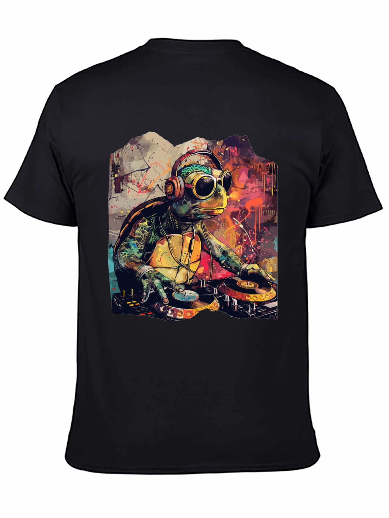DJ Turtle Graphic Tee - Cool Cartoon Design