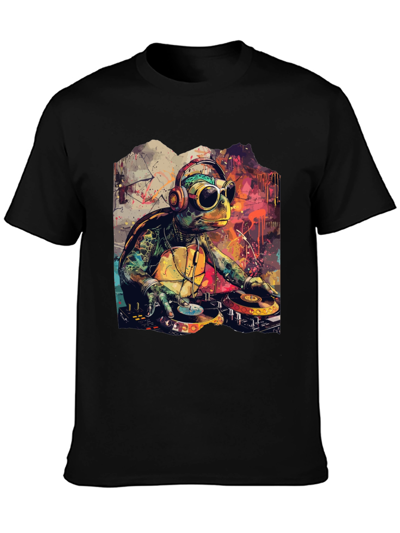 DJ Turtle Graphic Tee - Cool Cartoon Design