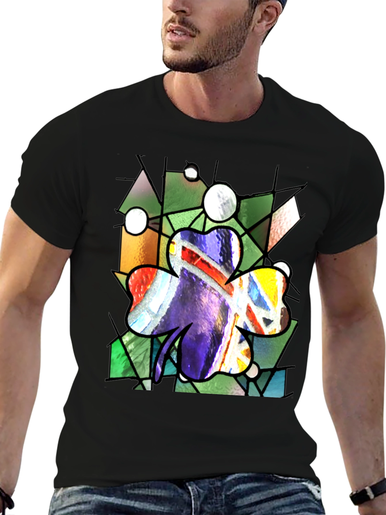 Stained Glass Shamrock Graphic Tee