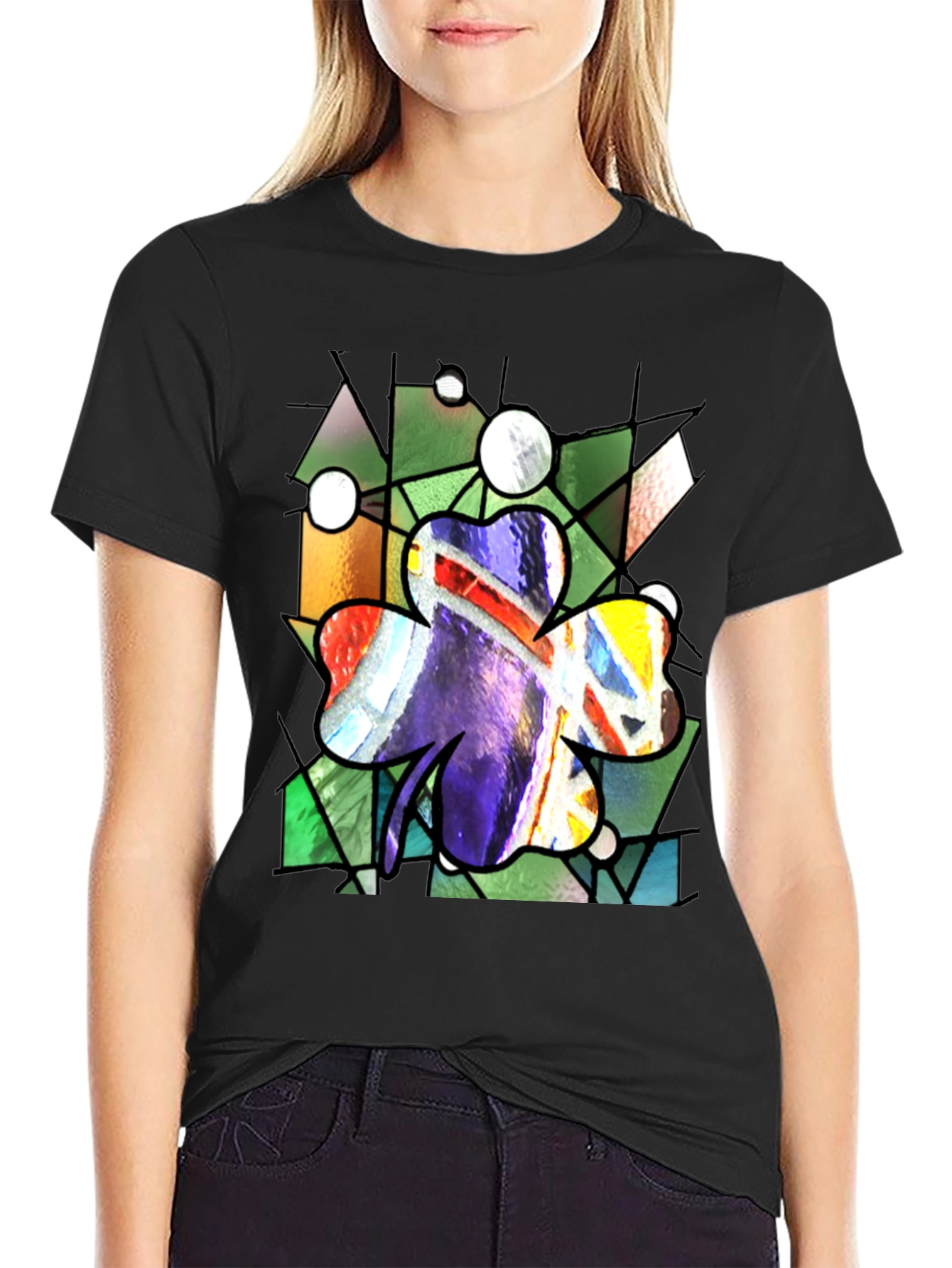 Stained Glass Shamrock Graphic Tee