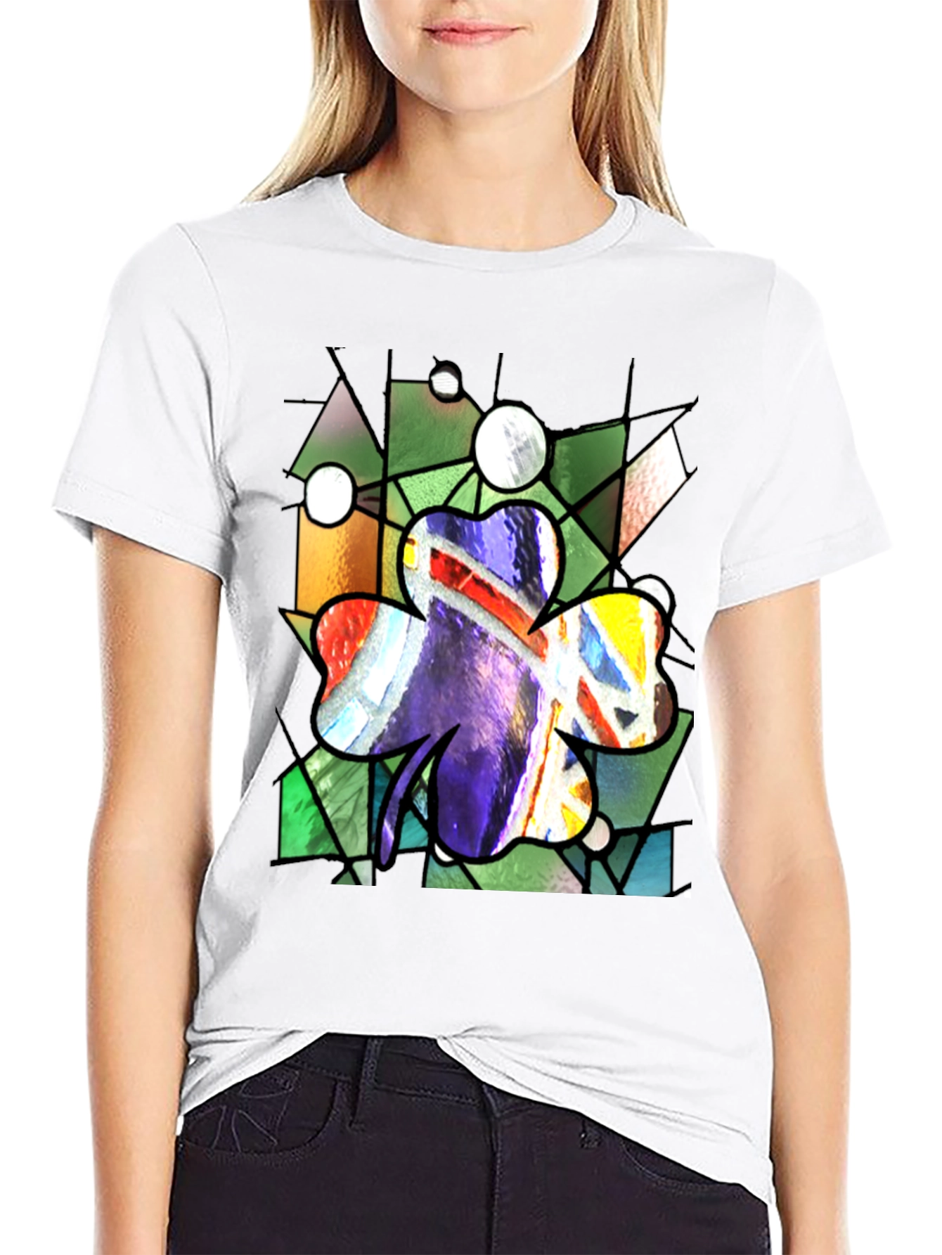 Stained Glass Shamrock Graphic Tee