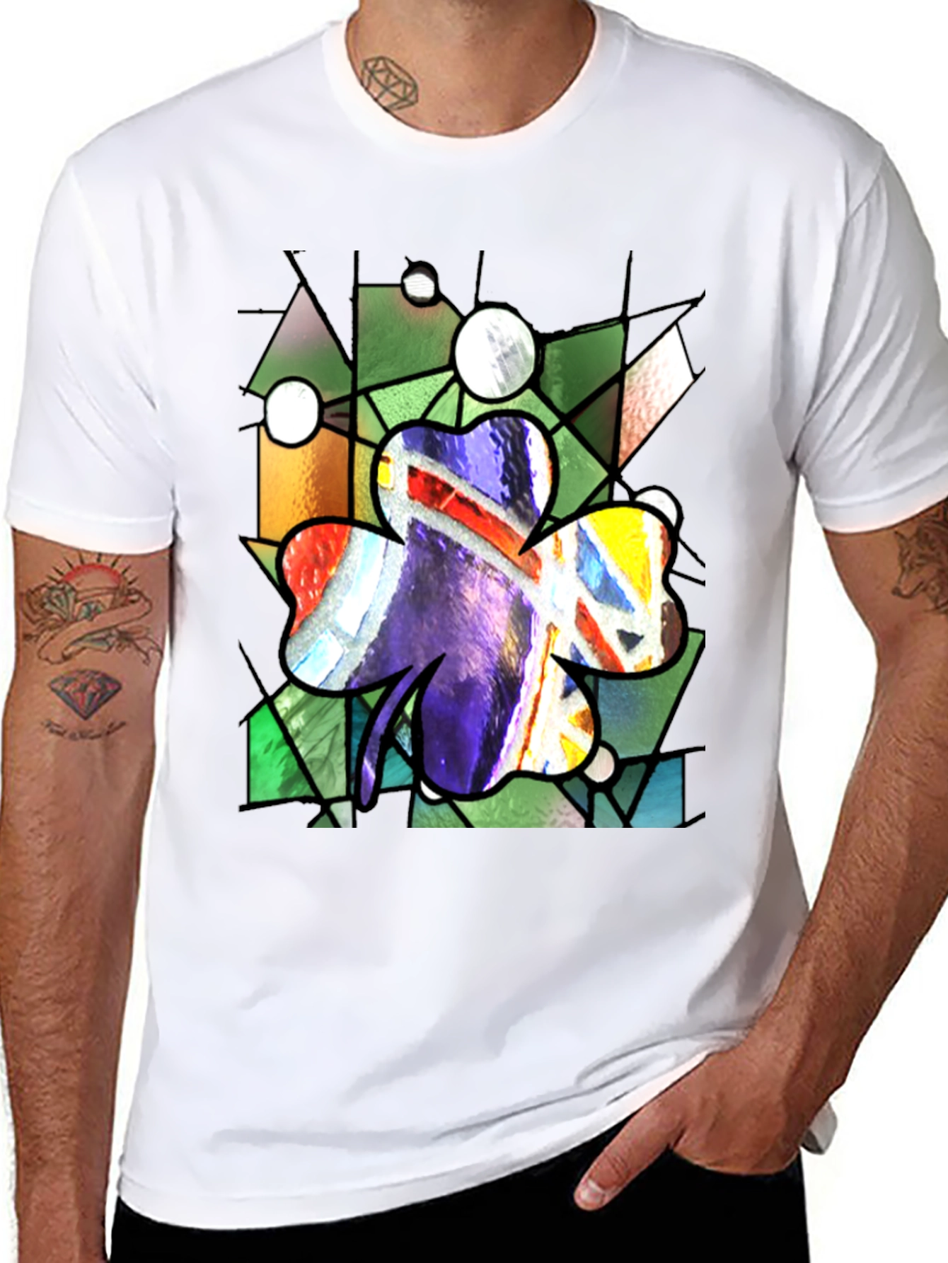 Stained Glass Shamrock Graphic Tee