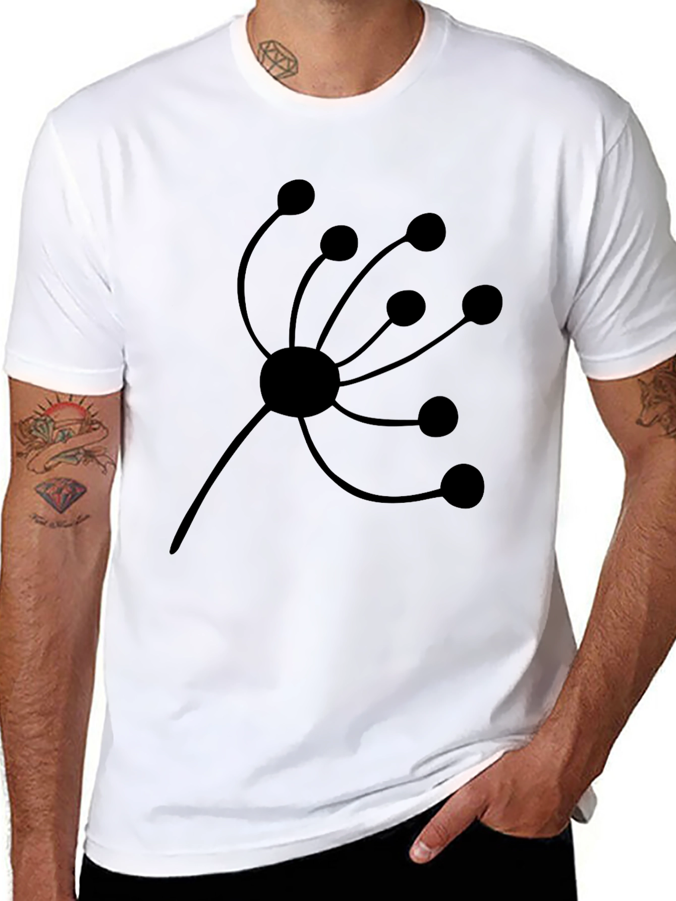 Modern Graphic Tee - Black Abstract Floral Design