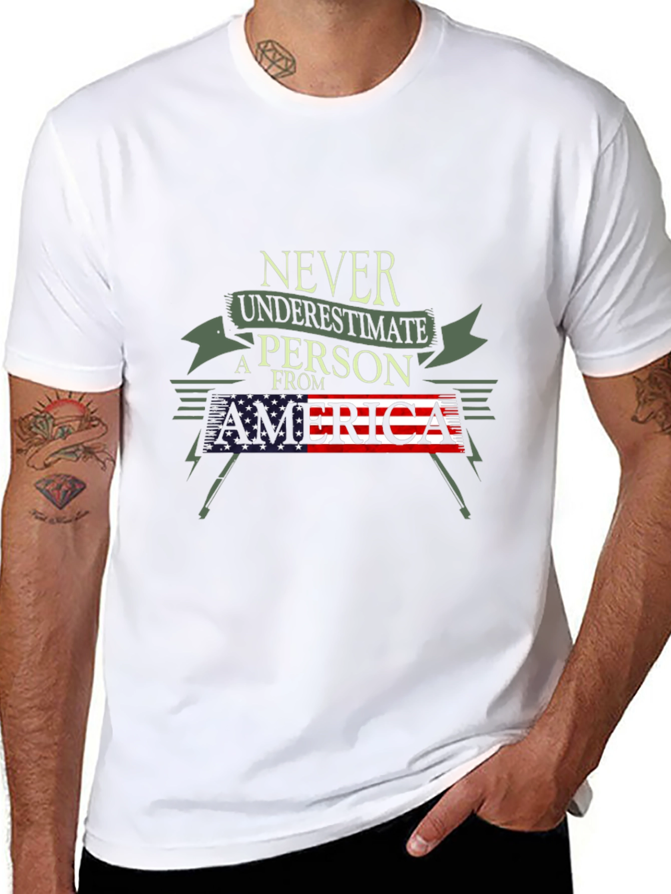 Never Underestimate a Person From America T-Shirt