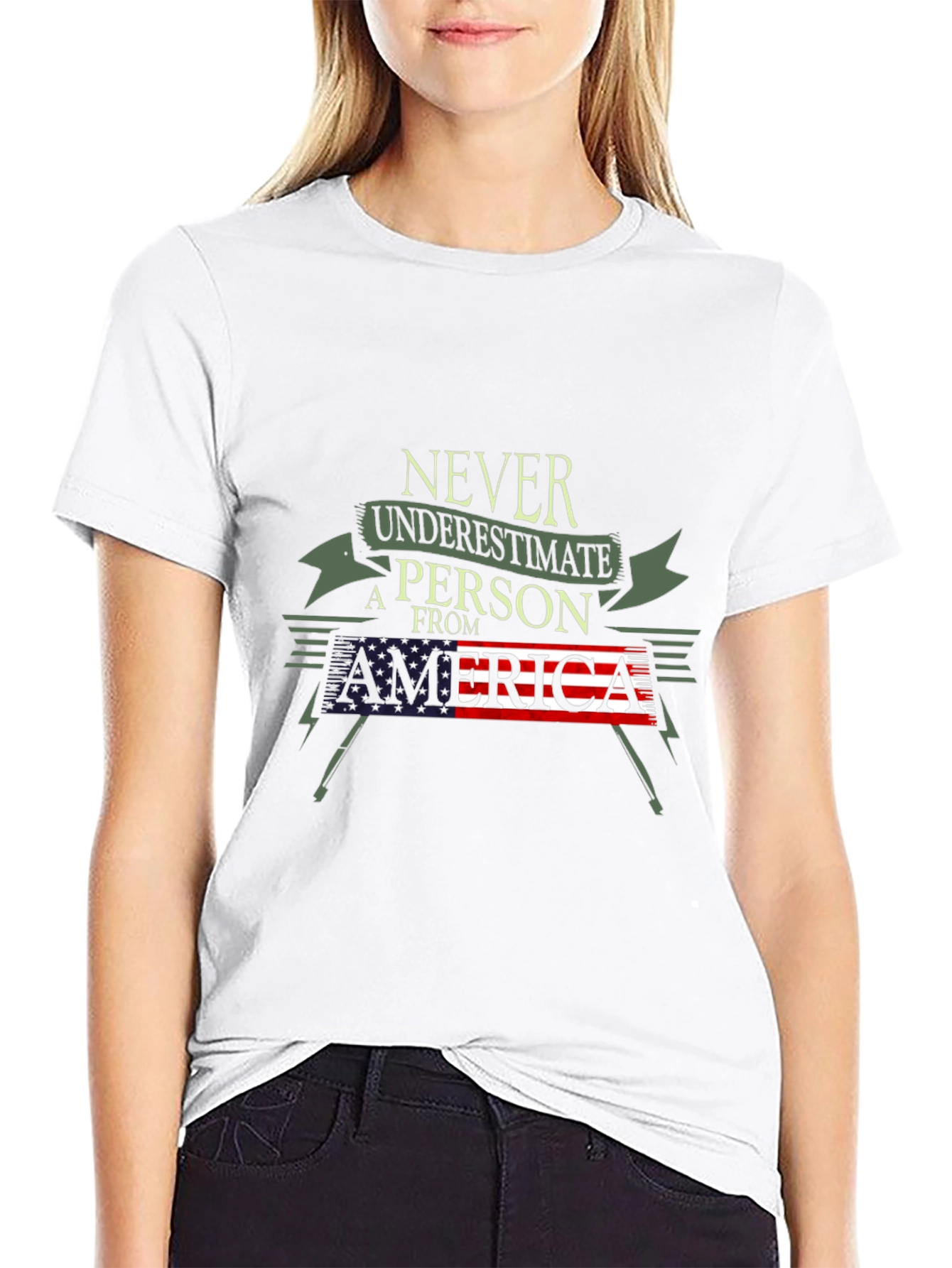 Never Underestimate a Person From America T-Shirt