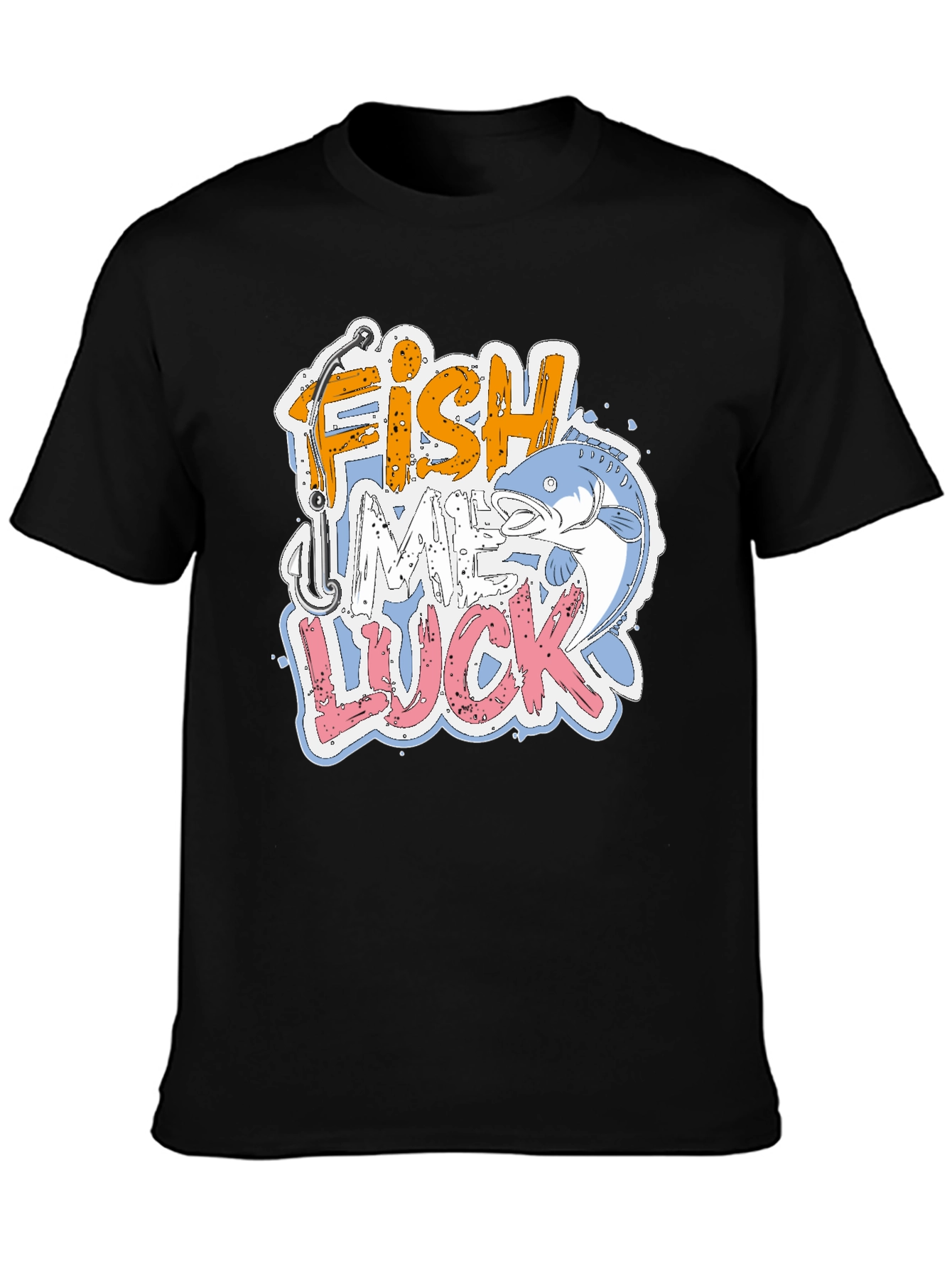 Fish Me Luck Graphic Print Mens T-Shirt