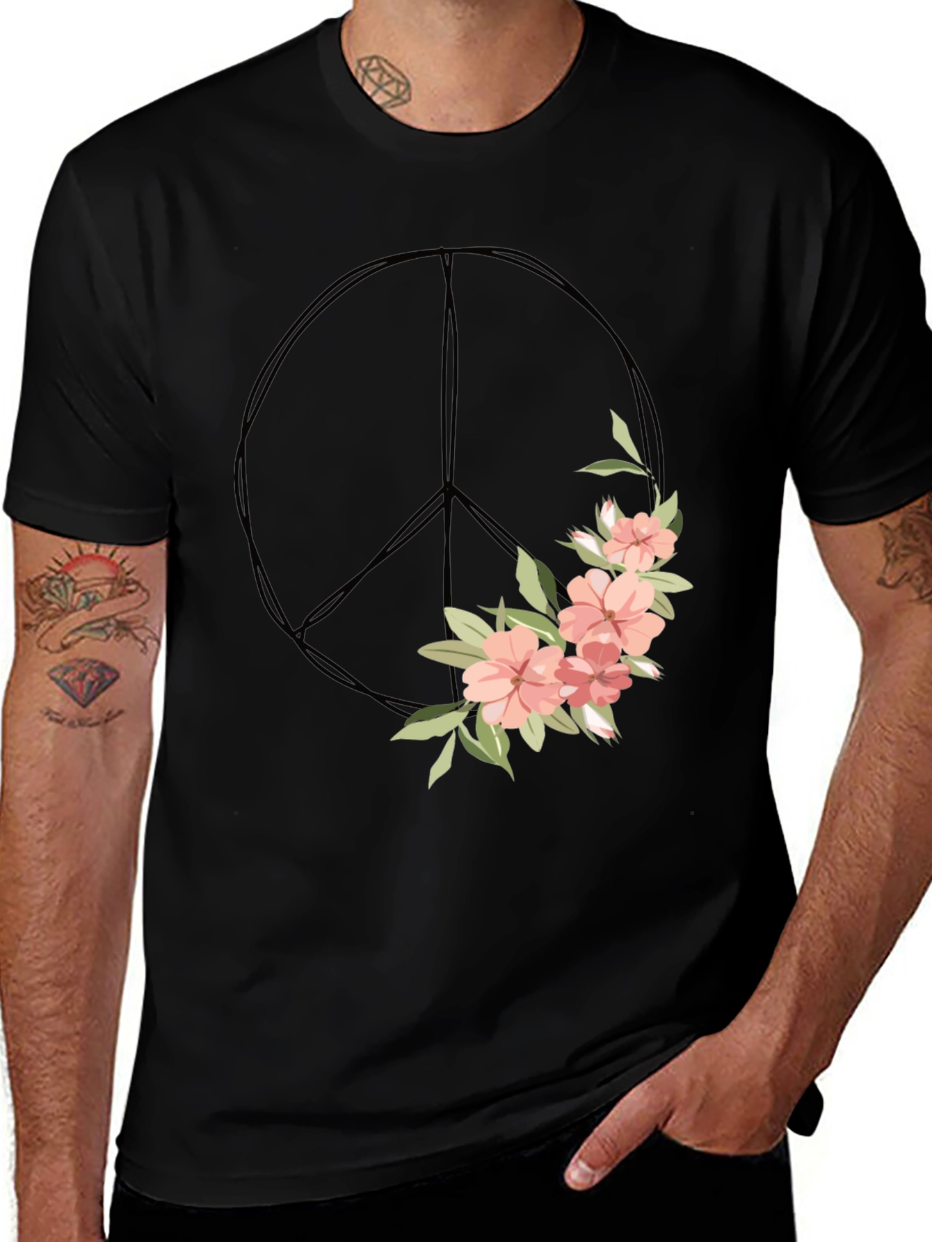 Floral Peace Sign Graphic Tee