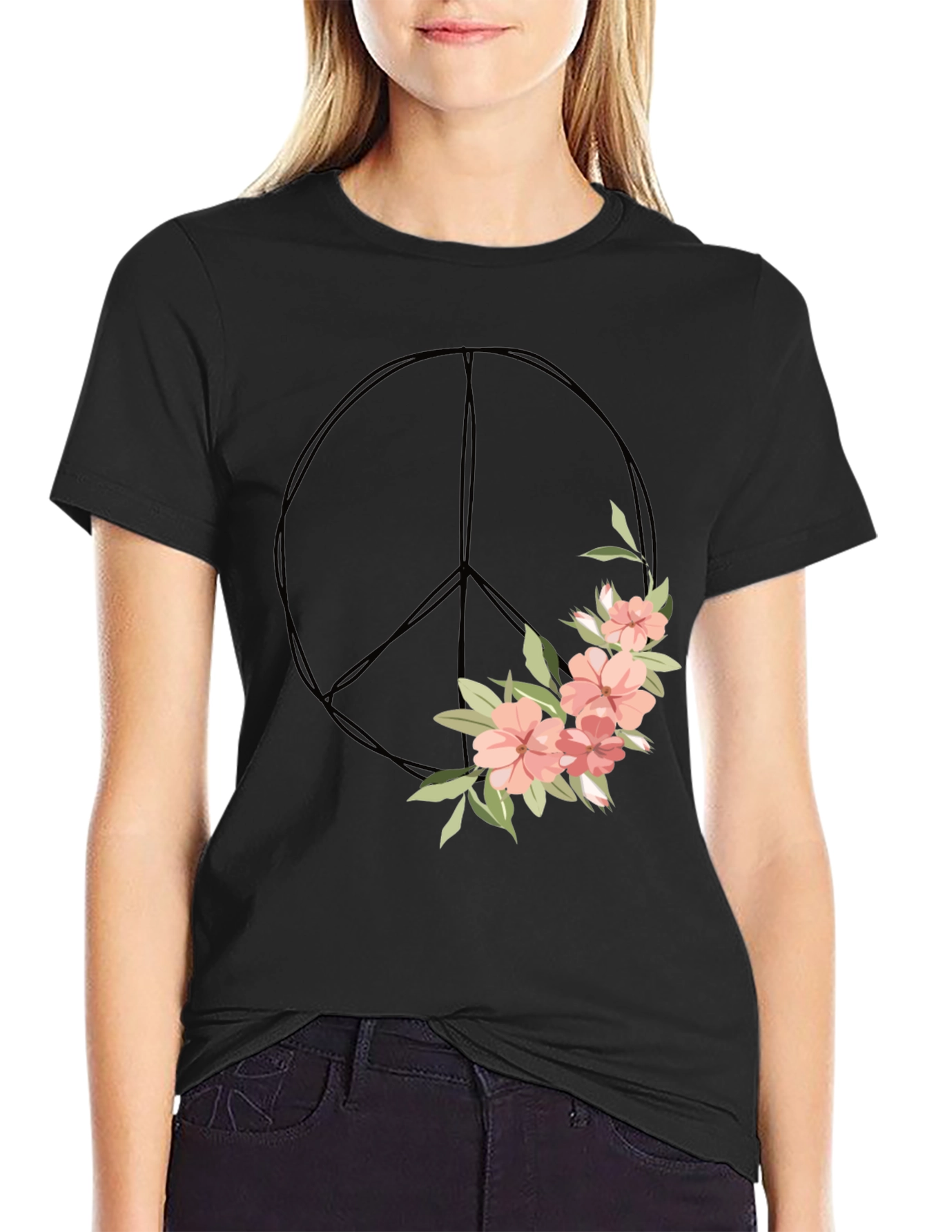Floral Peace Sign Graphic Tee