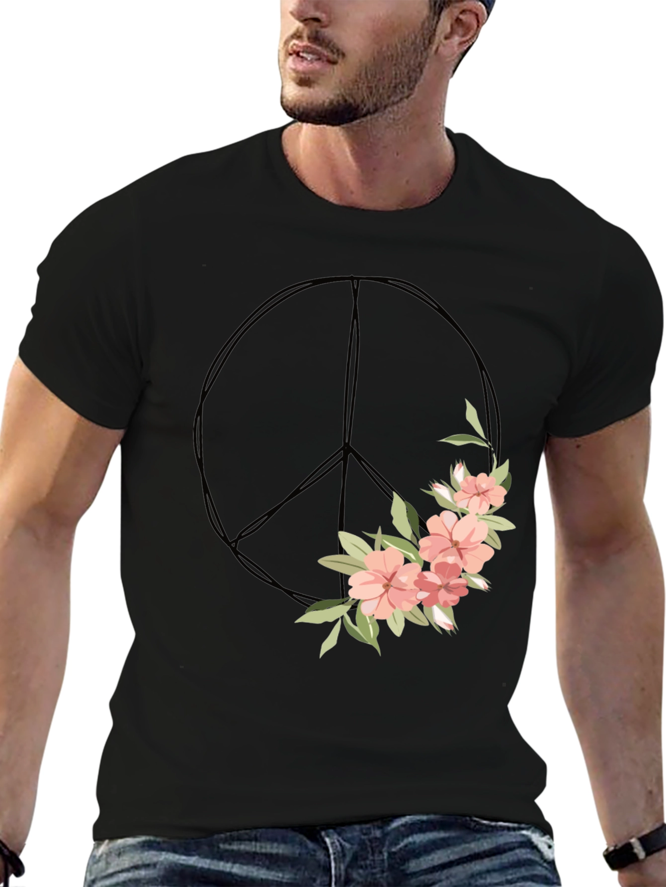 Floral Peace Sign Graphic Tee