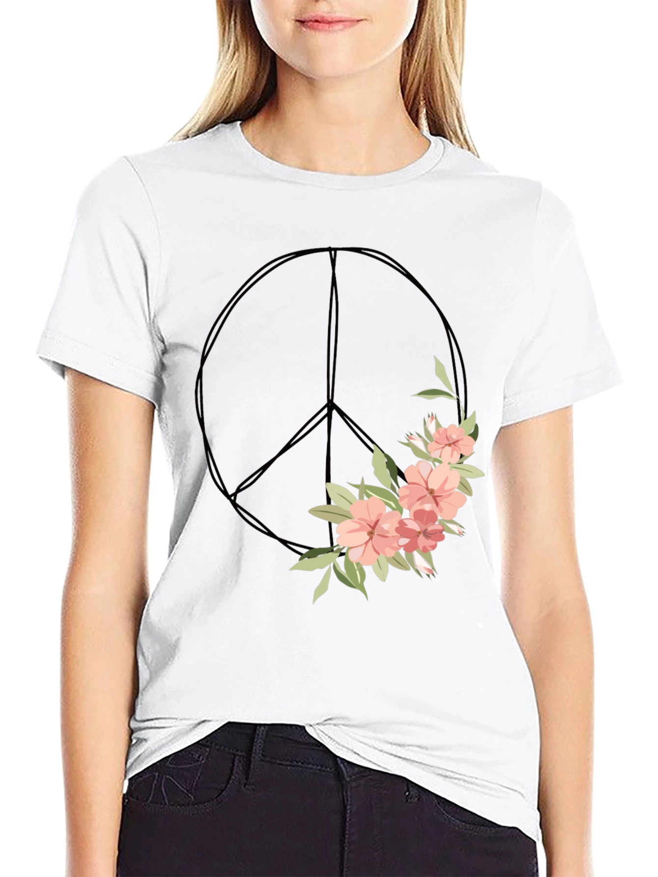 Floral Peace Sign Graphic Tee