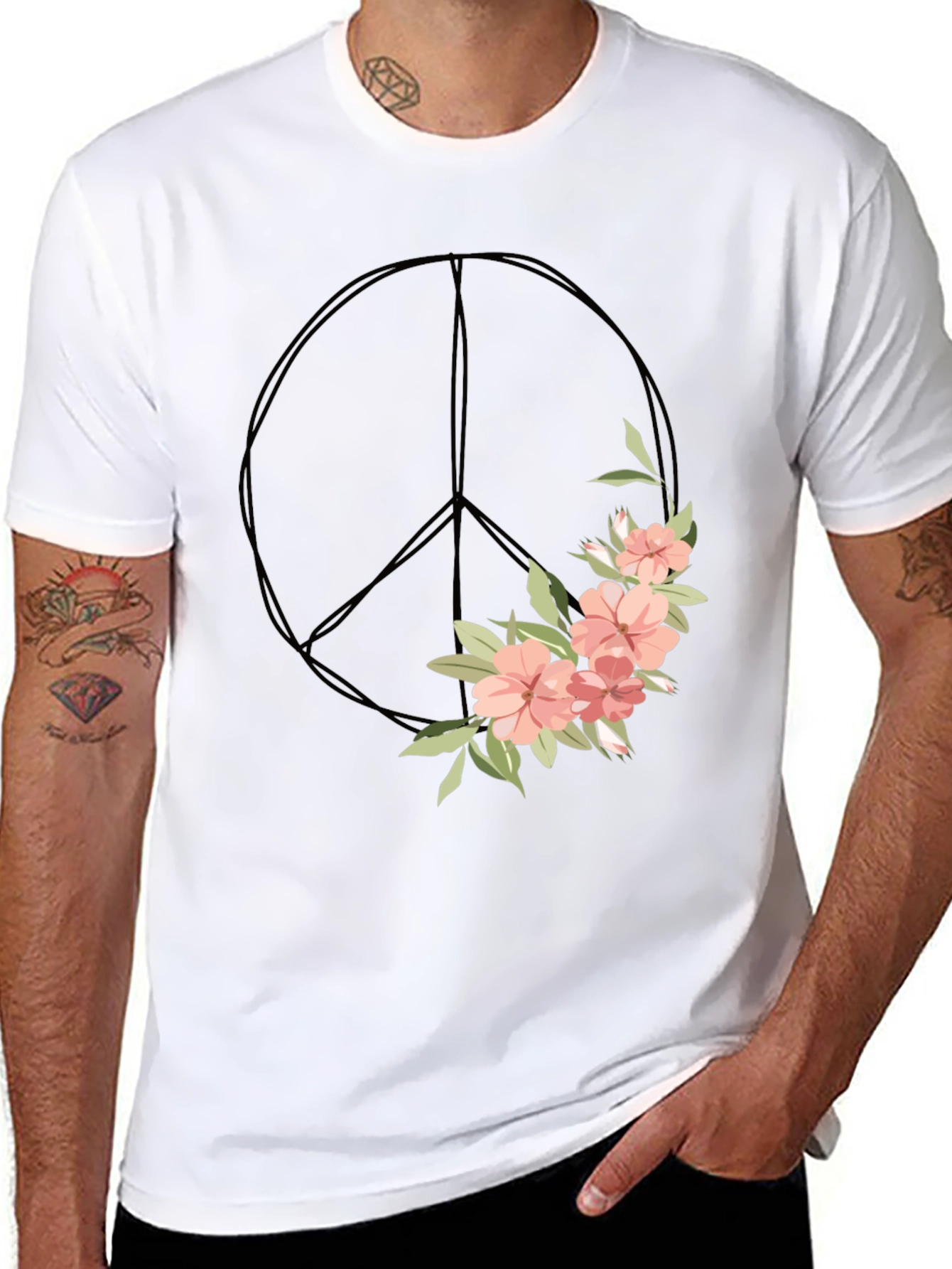 Floral Peace Sign Graphic Tee
