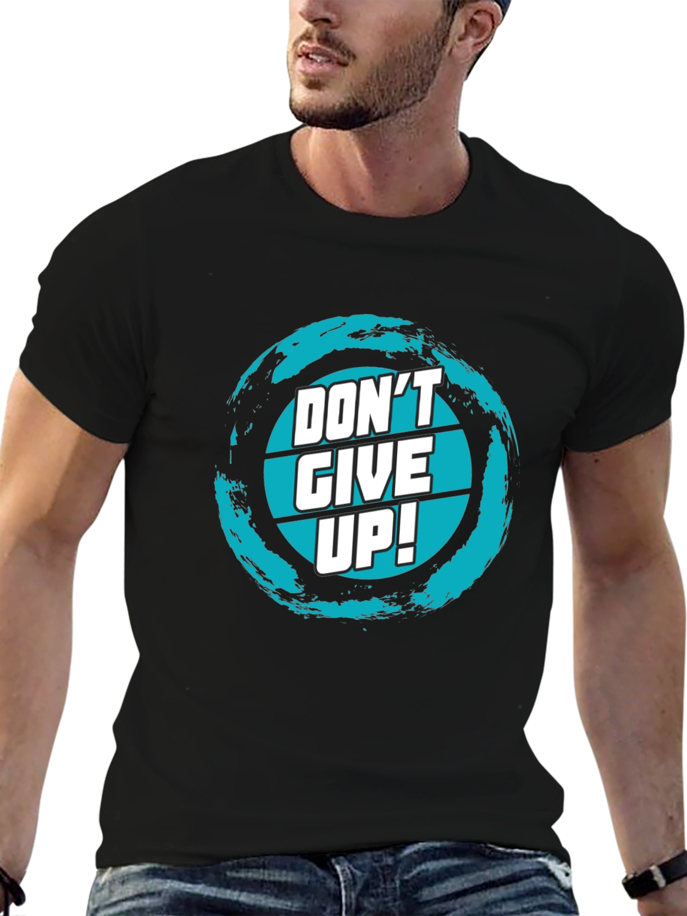 Dont Give Up! Graphic Tee - Motivational Black T-Shirt