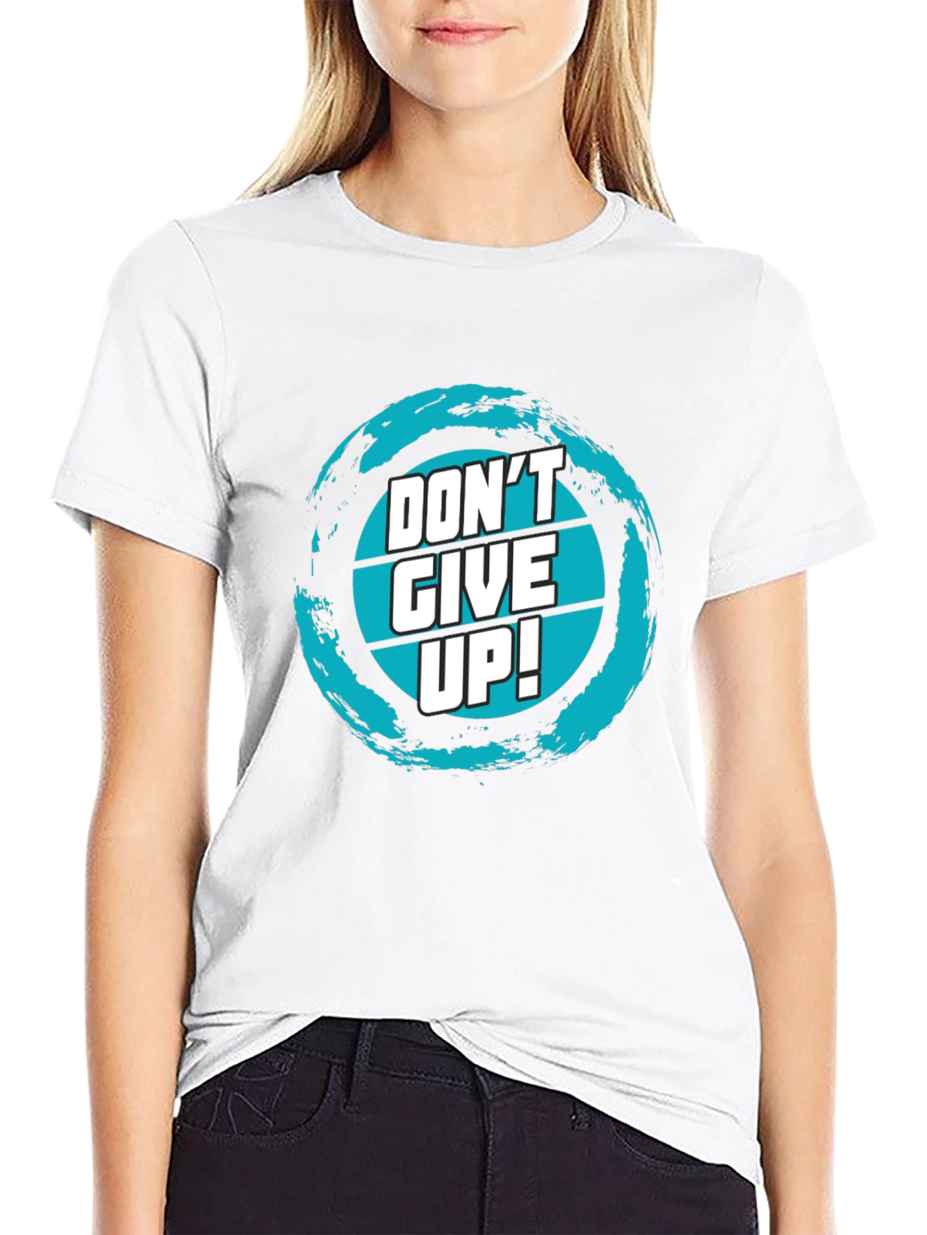 Dont Give Up! Graphic Tee - Motivational Black T-Shirt