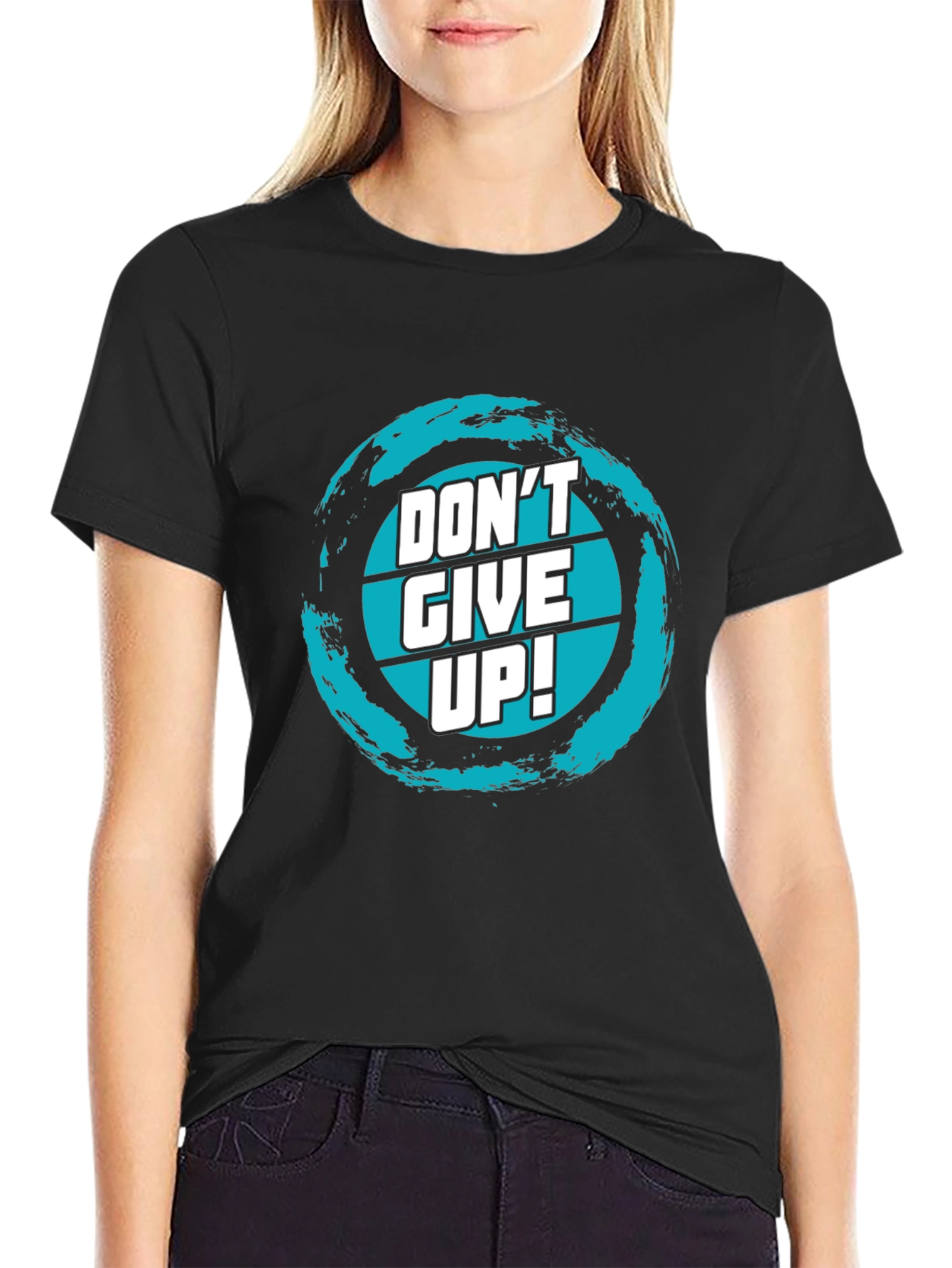 Dont Give Up! Graphic Tee - Motivational Black T-Shirt