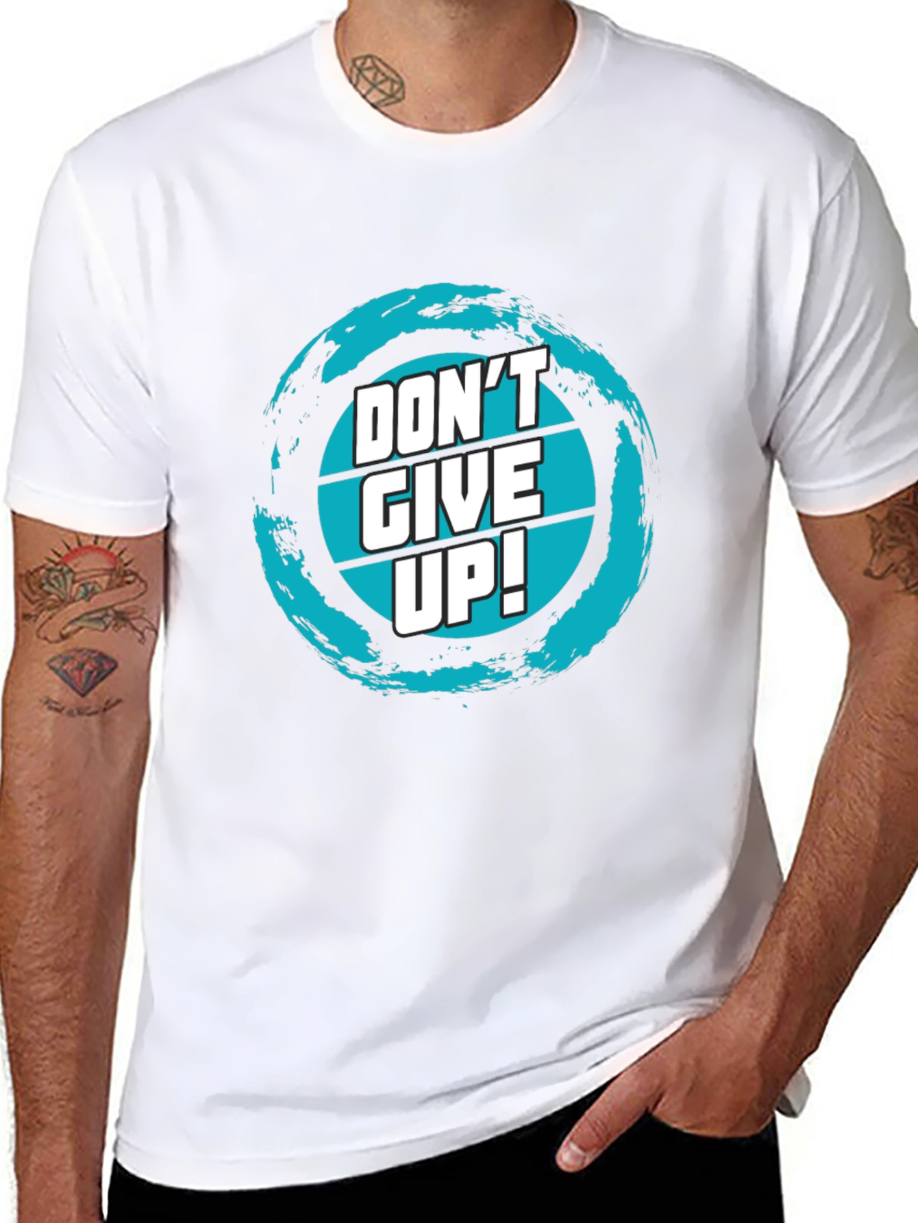 Dont Give Up! Graphic Tee - Motivational Black T-Shirt