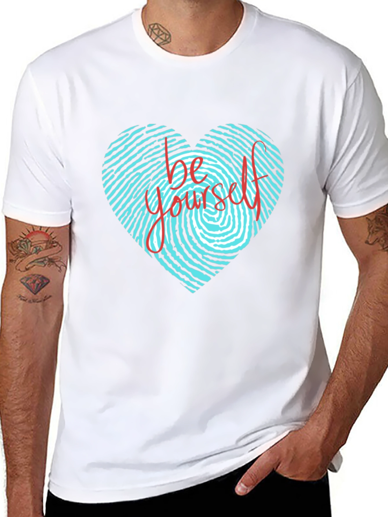 Be Yourself Heart Fingerprint Graphic T-Shirt