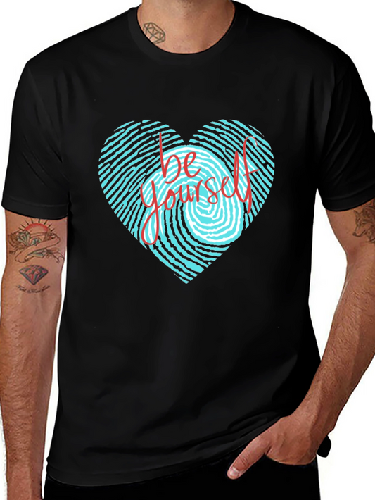 Be Yourself Heart Fingerprint Graphic T-Shirt