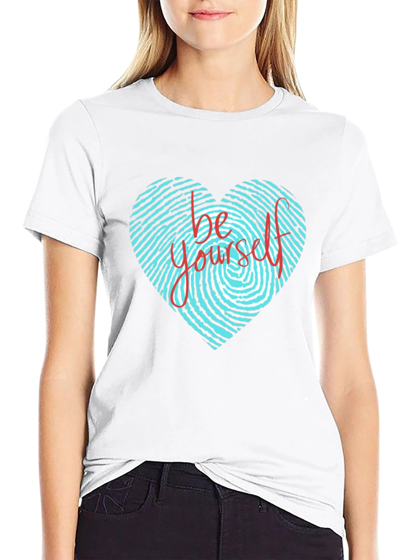 Be Yourself Heart Fingerprint Graphic T-Shirt