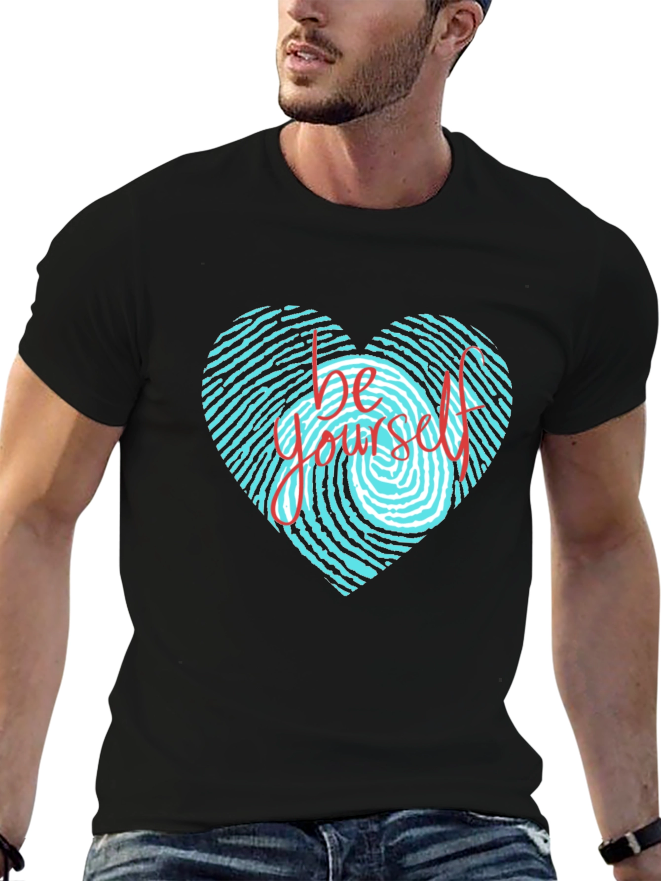 Be Yourself Heart Fingerprint Graphic T-Shirt