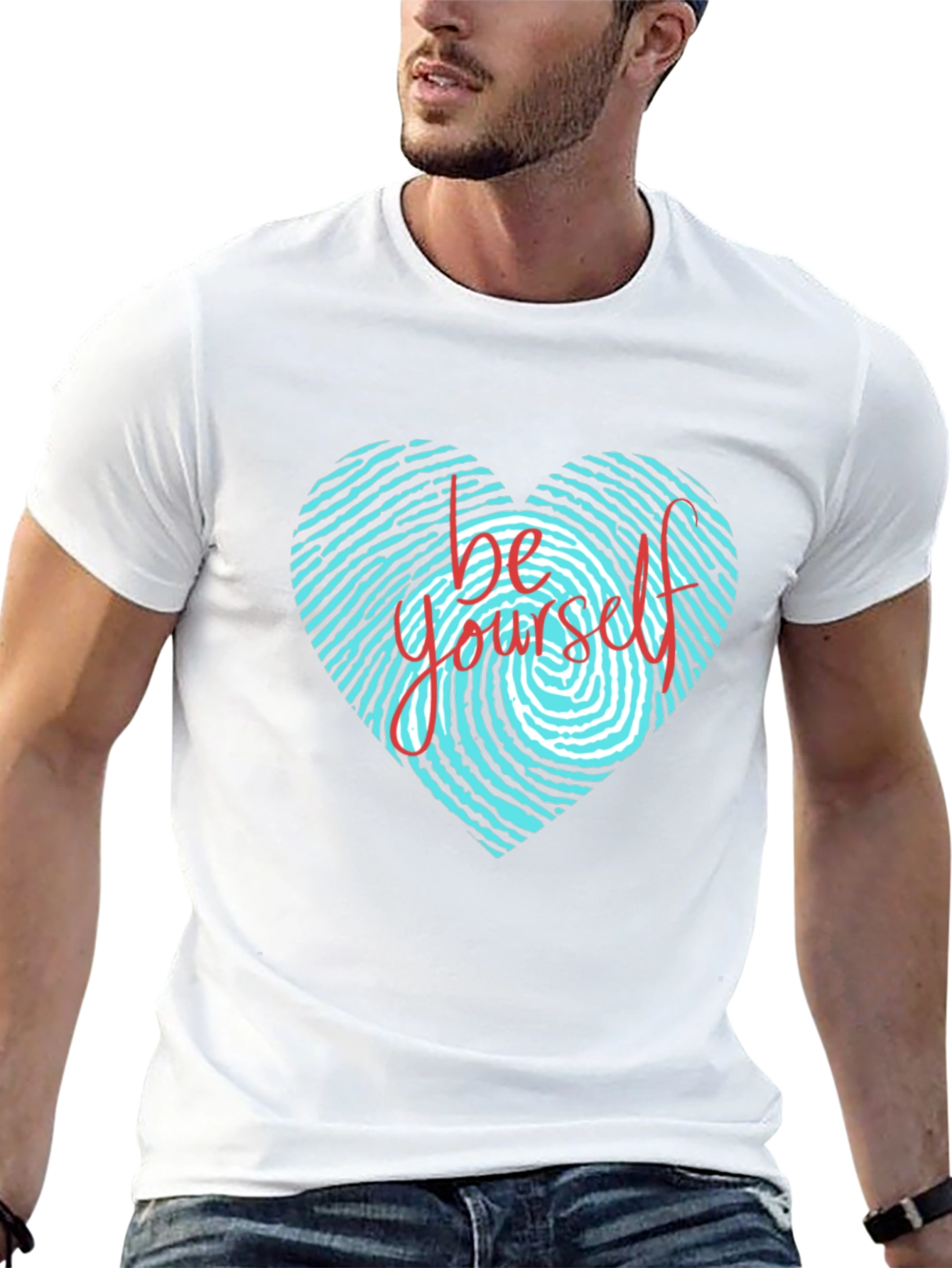 Be Yourself Heart Fingerprint Graphic T-Shirt