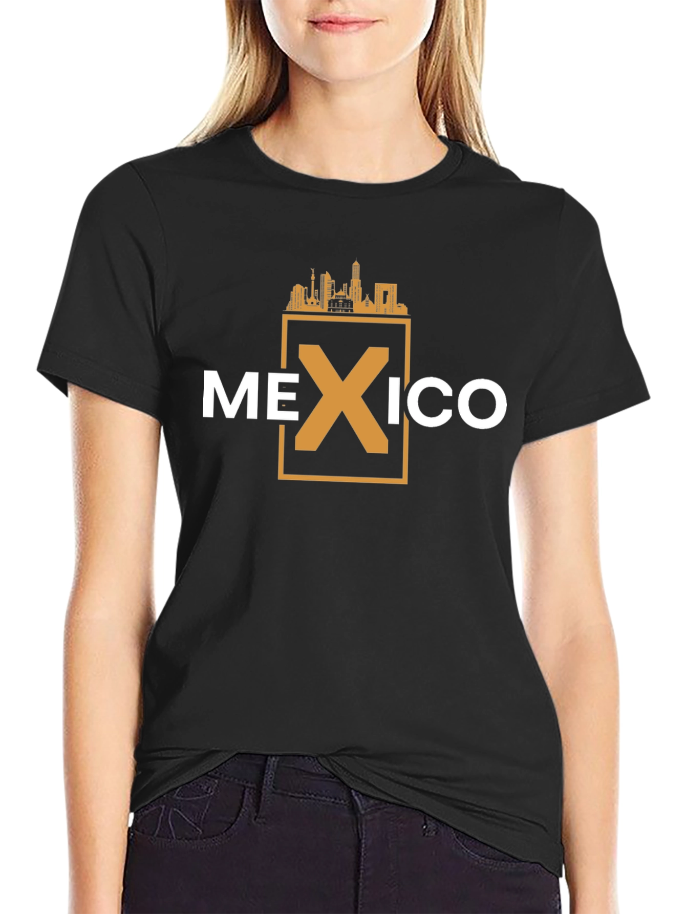 Mexico Skyline Graphic T-Shirt - Black Cotton Tee