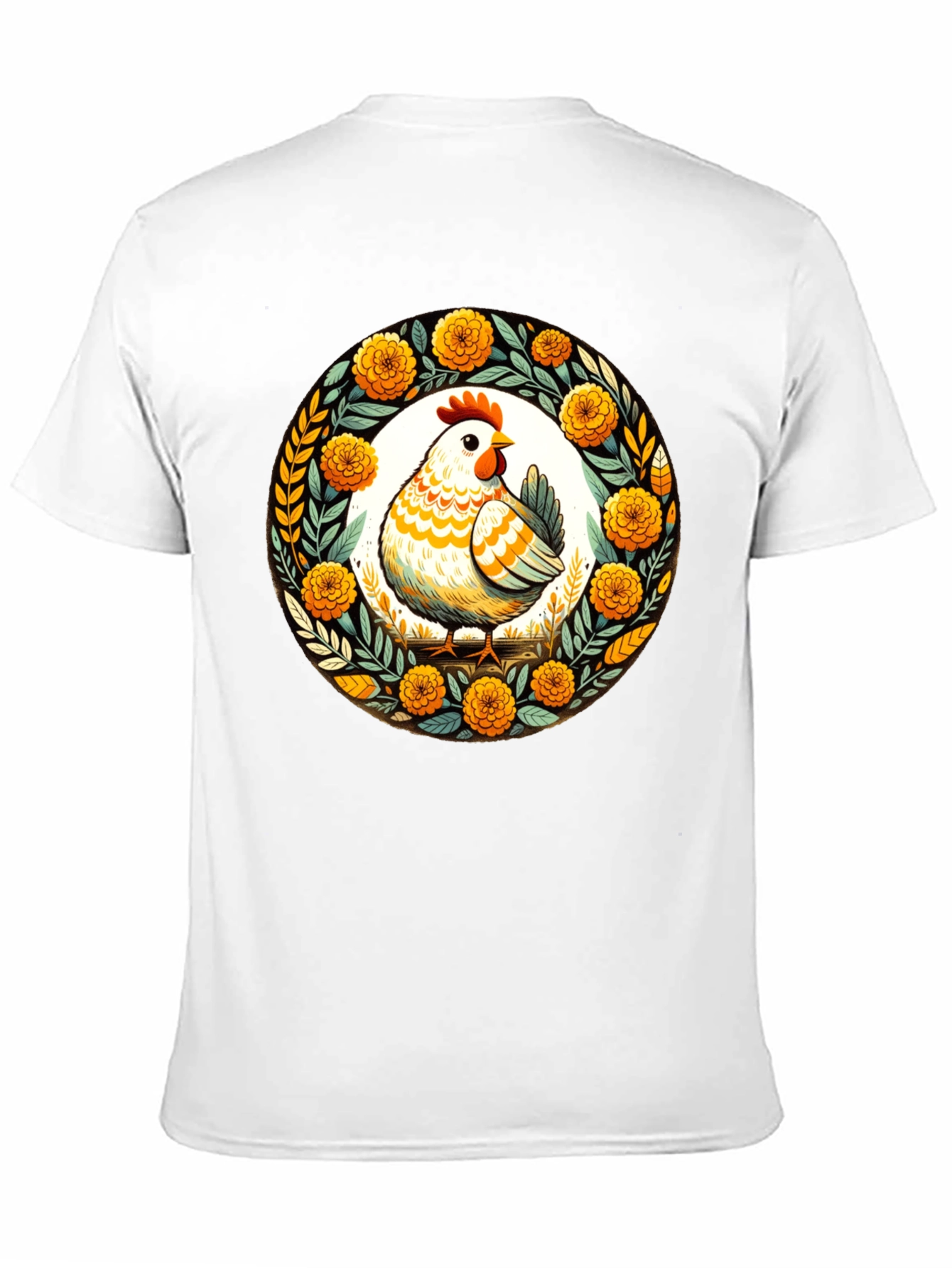 Chicken & Floral Wreath Graphic Tee