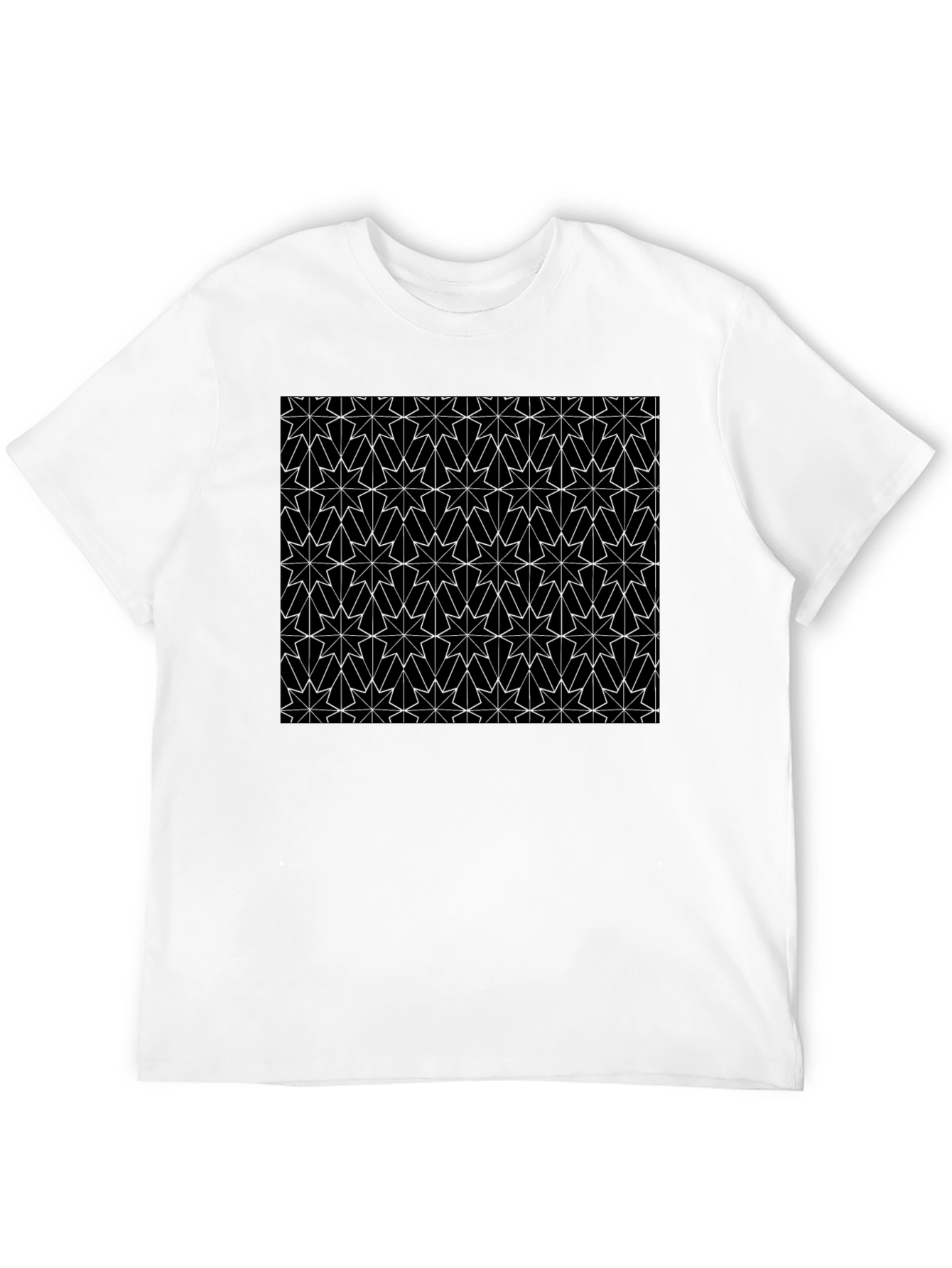 Geometric Star Pattern Black T-Shirt