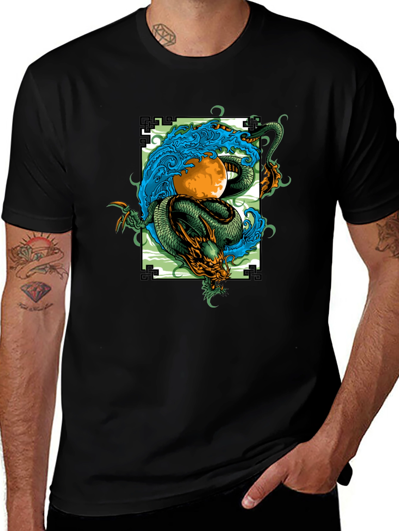 Dragon and Moon Graphic Tee - Stylish Unisex Fit