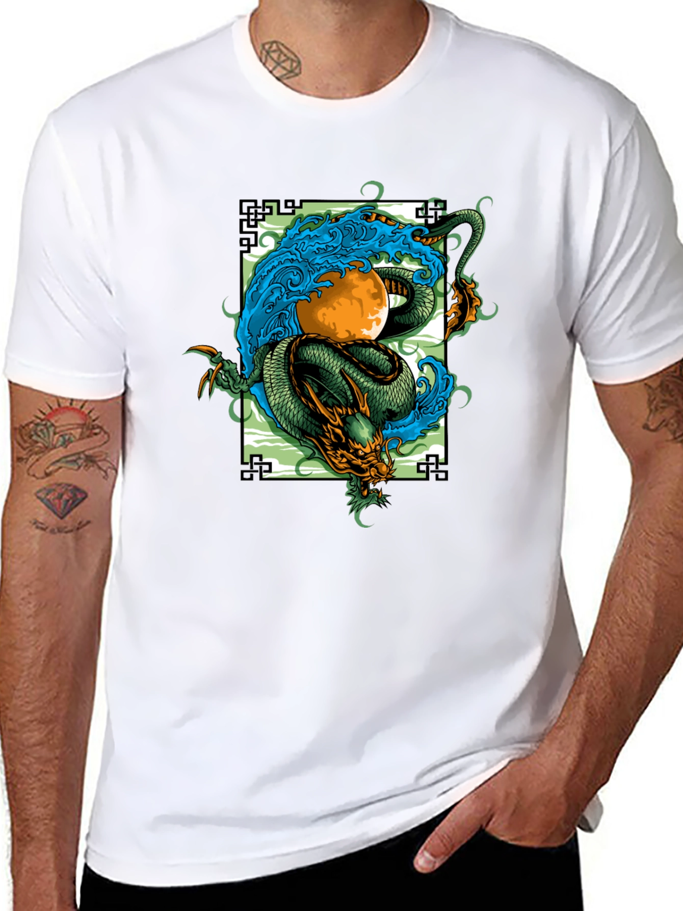 Dragon and Moon Graphic Tee - Stylish Unisex Fit
