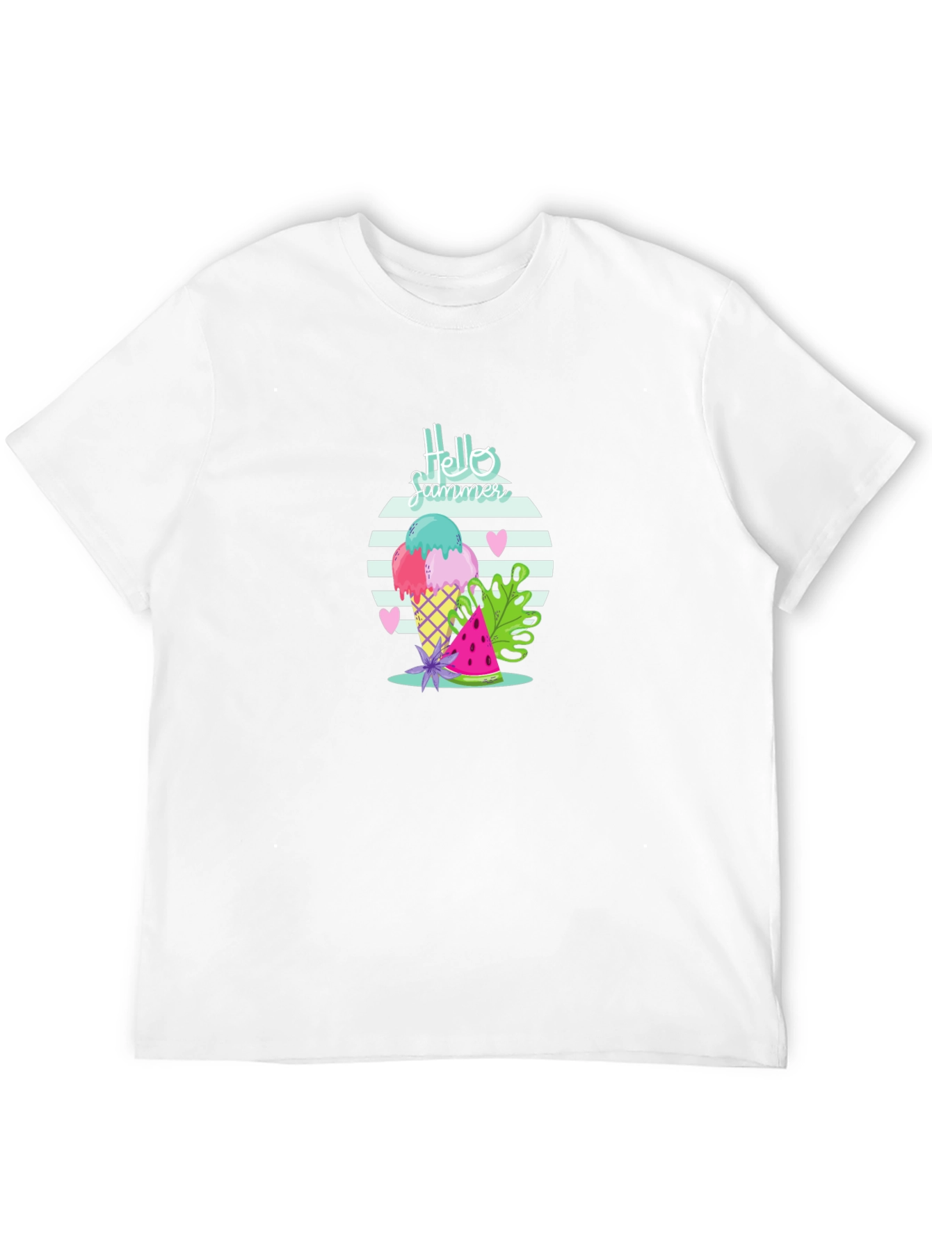 Hello Summer Ice Cream Black T-Shirt