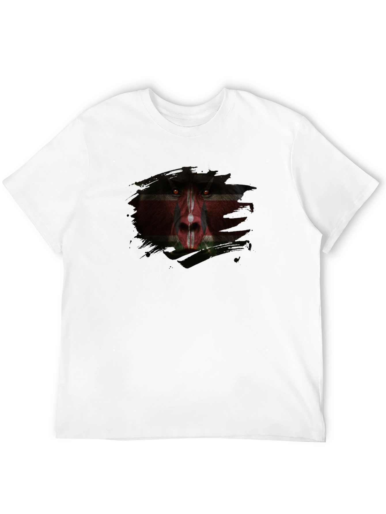 Kenyan Flag Baboon Face Graphic T-Shirt