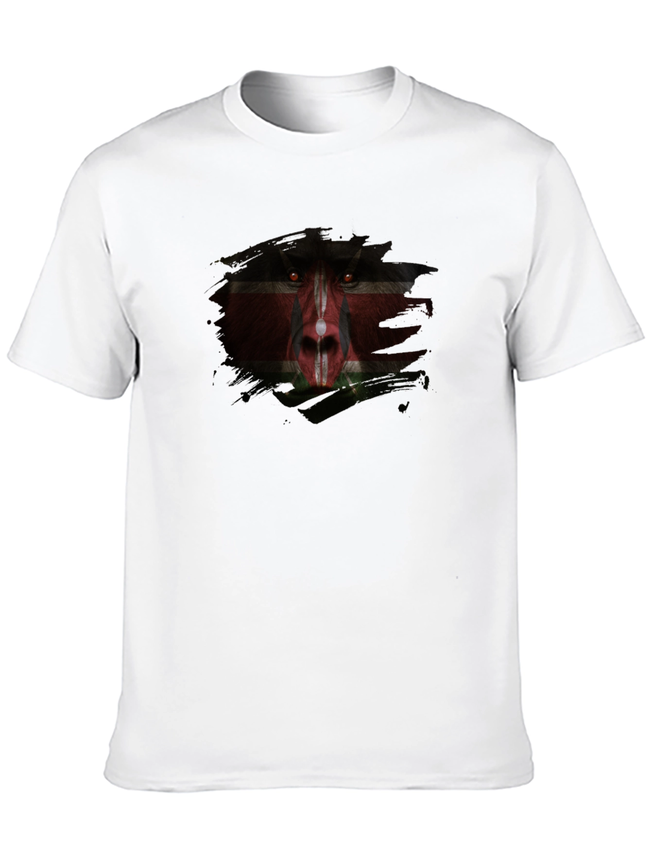 Kenyan Flag Baboon Face Graphic T-Shirt