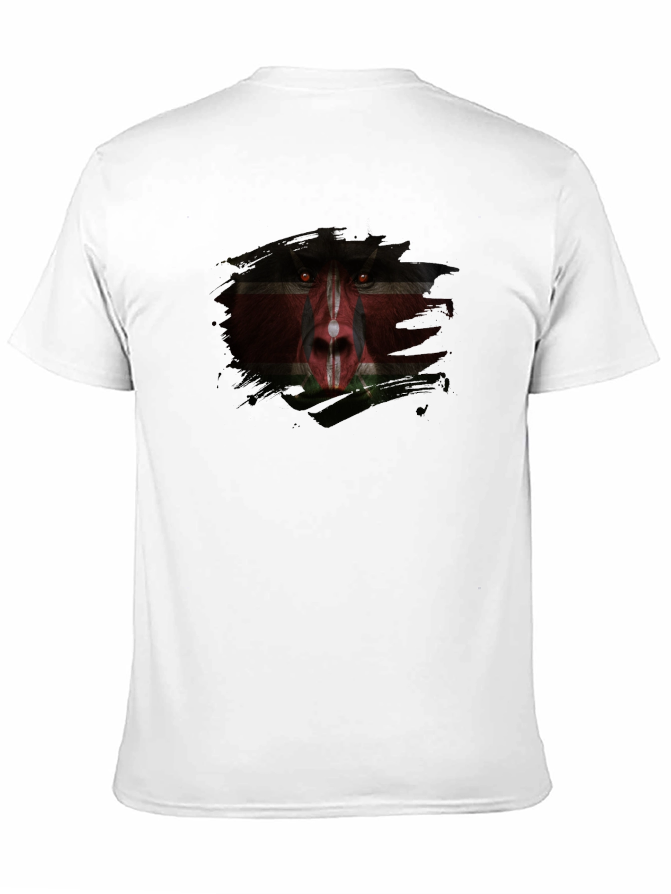 Kenyan Flag Baboon Face Graphic T-Shirt